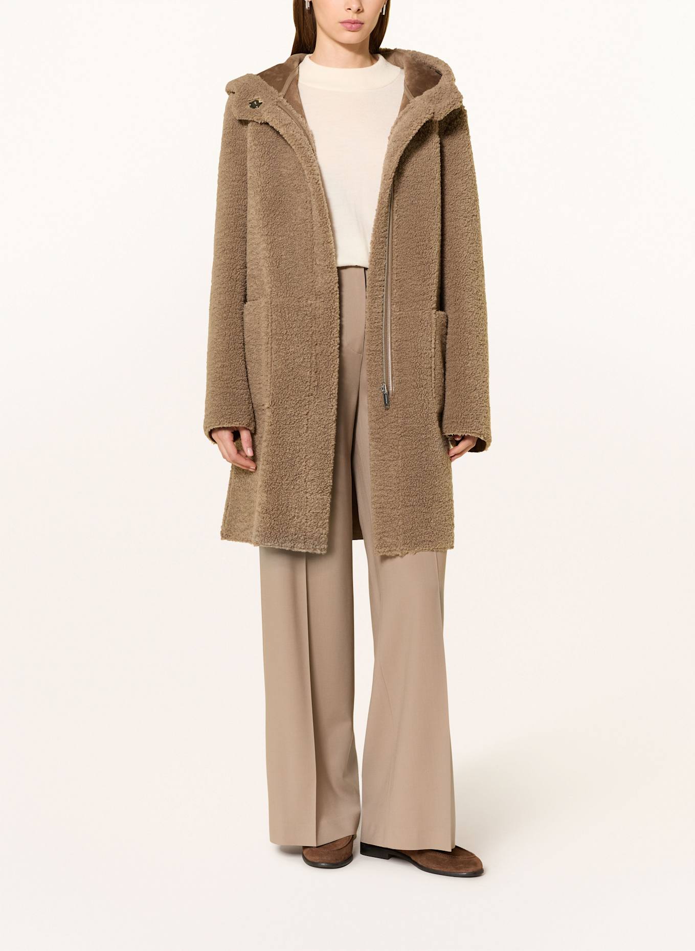 RINO & PELLE Teddyfell-Mantel ALINA zum Wenden: TAUPE