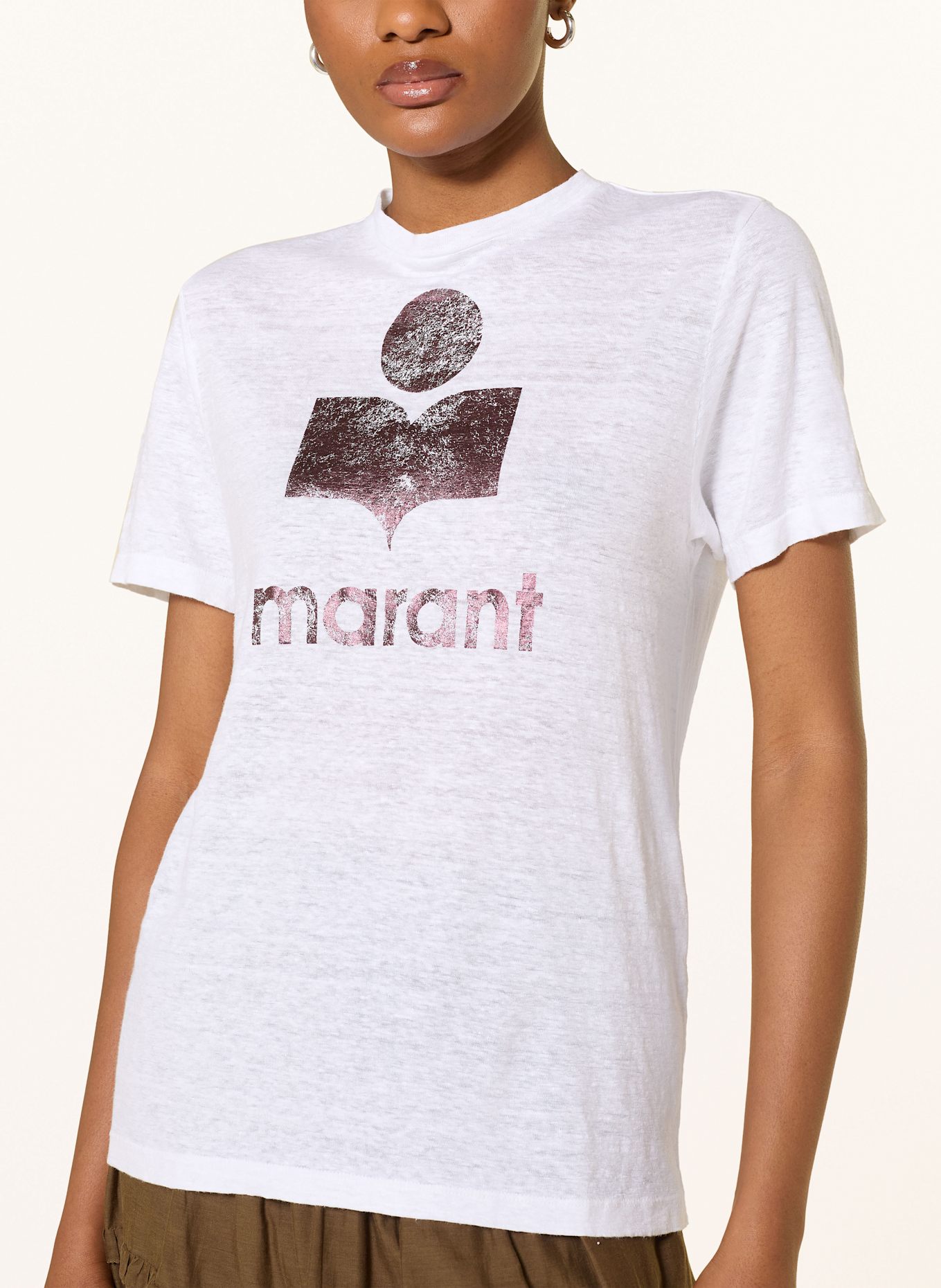 MARANT ÉTOILE T-Shirt ZEWEL aus Leinen: WEISS