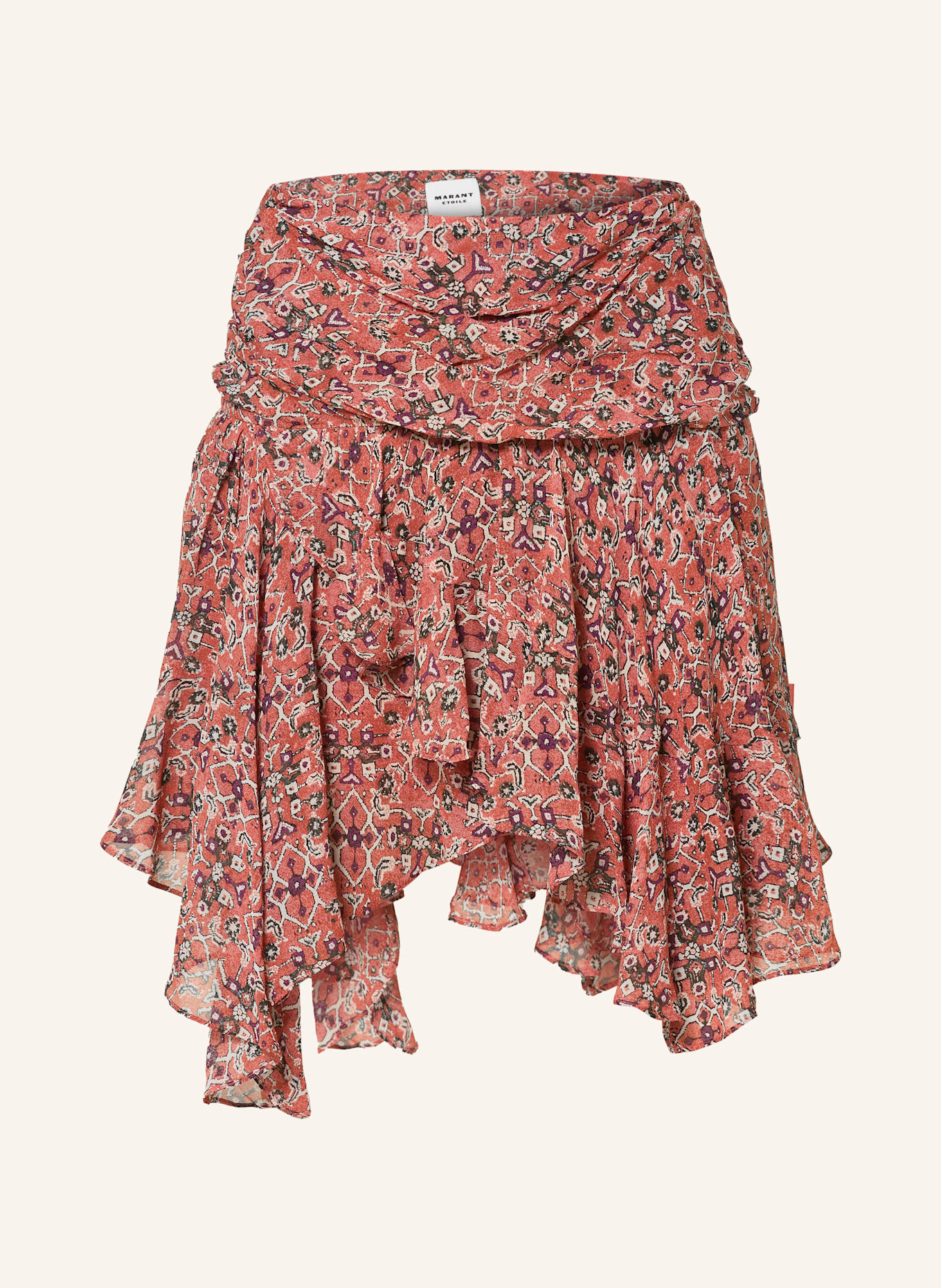 MARANT ÉTOILE Rock BERENICIA mit Volants: DUNKELROT / CREME / DUNKELGRÜN