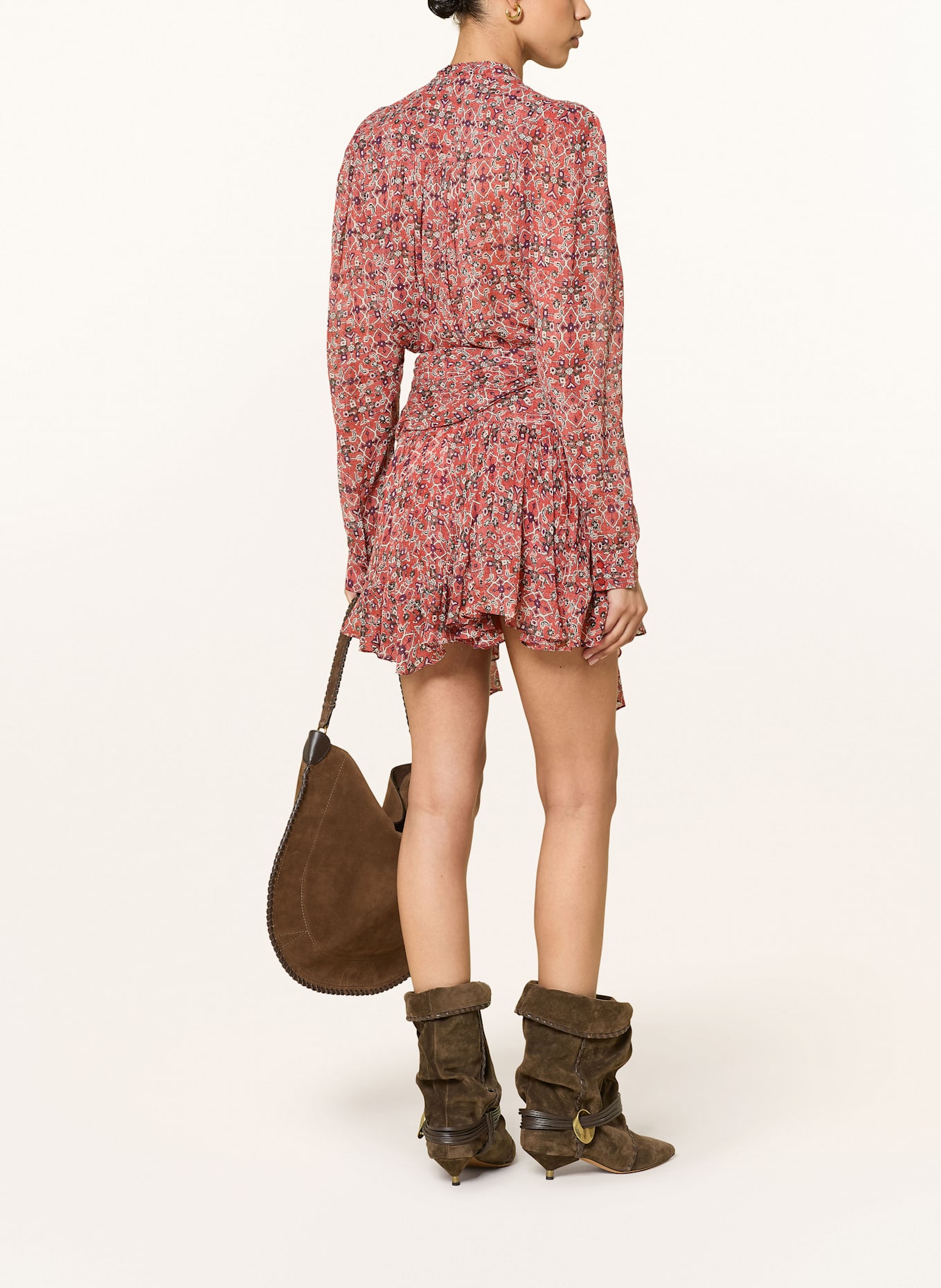 MARANT ÉTOILE Rock BERENICIA mit Volants: DUNKELROT / CREME / DUNKELGRÜN