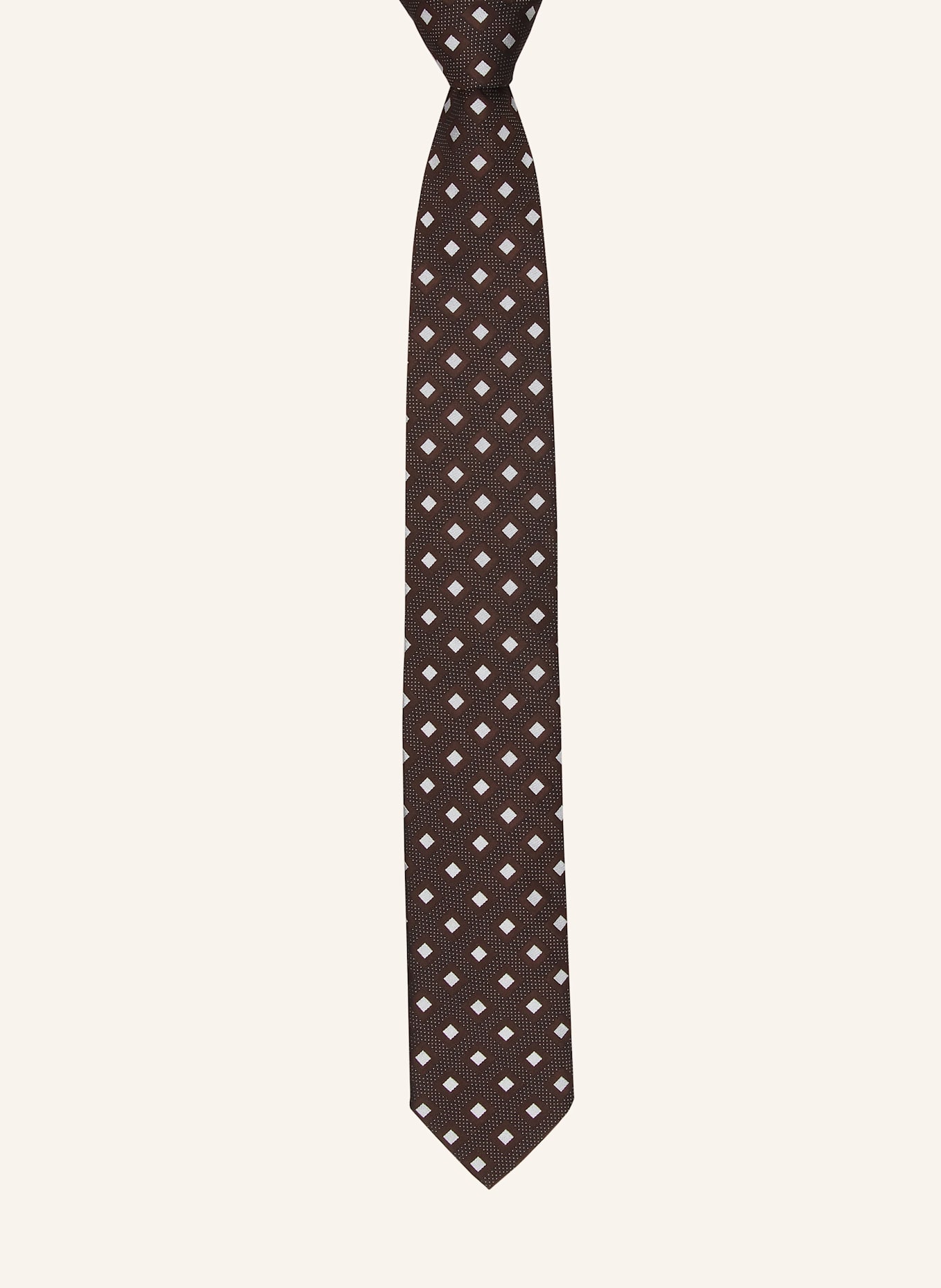 BOSS Krawatte: DUNKELBRAUN/ CREME