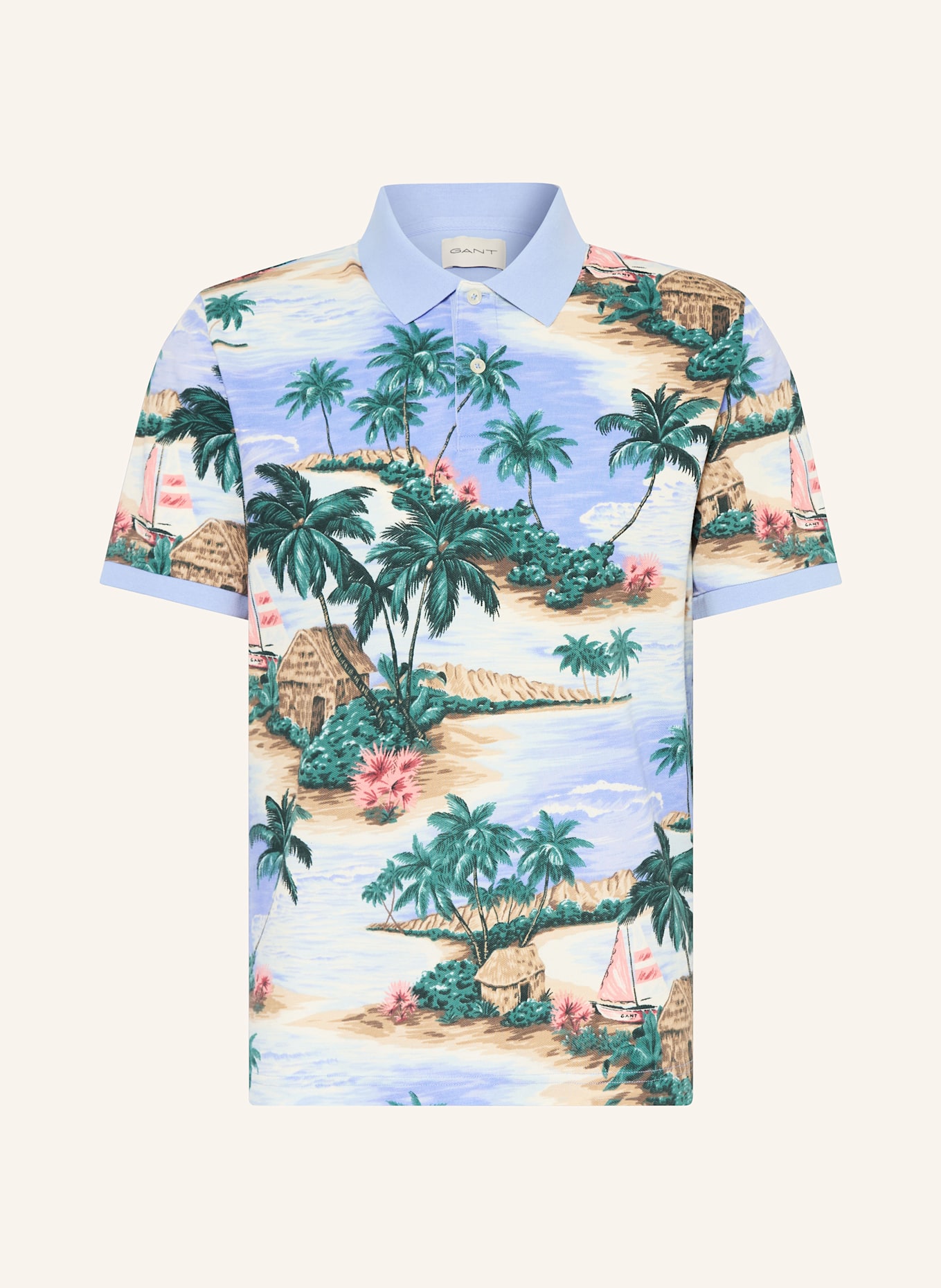 GANT Piqué-Poloshirt: BLAU/ DUNKELGRÜN/ ROSA
