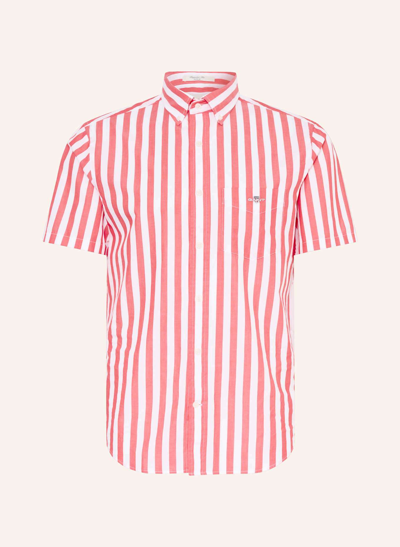 GANT Kurzarm-Hemd Regular Fit: ROT / WEISS