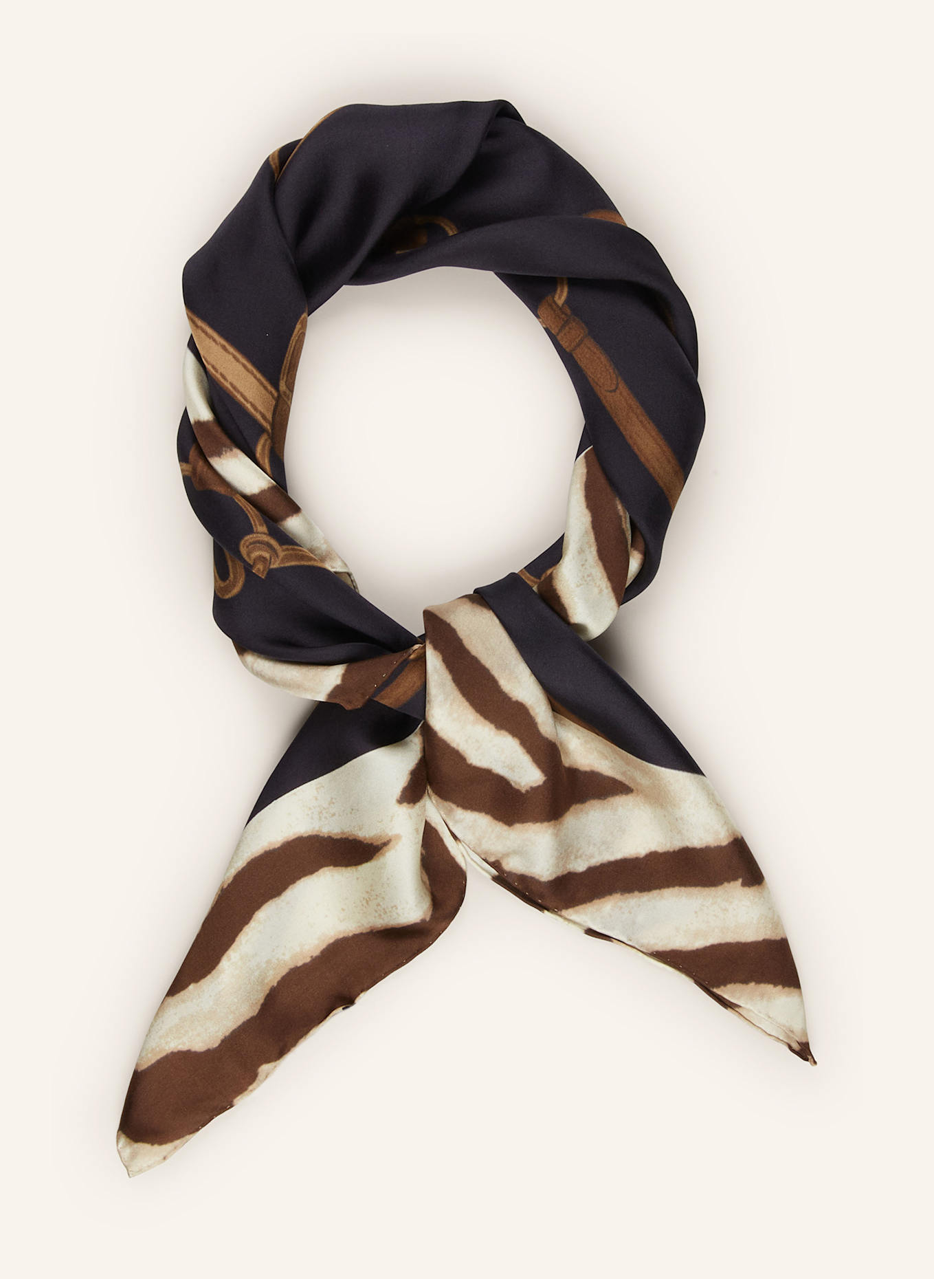 LAUREN RALPH LAUREN Seidentuch: SCHWARZ / HELLGELB / BRAUN