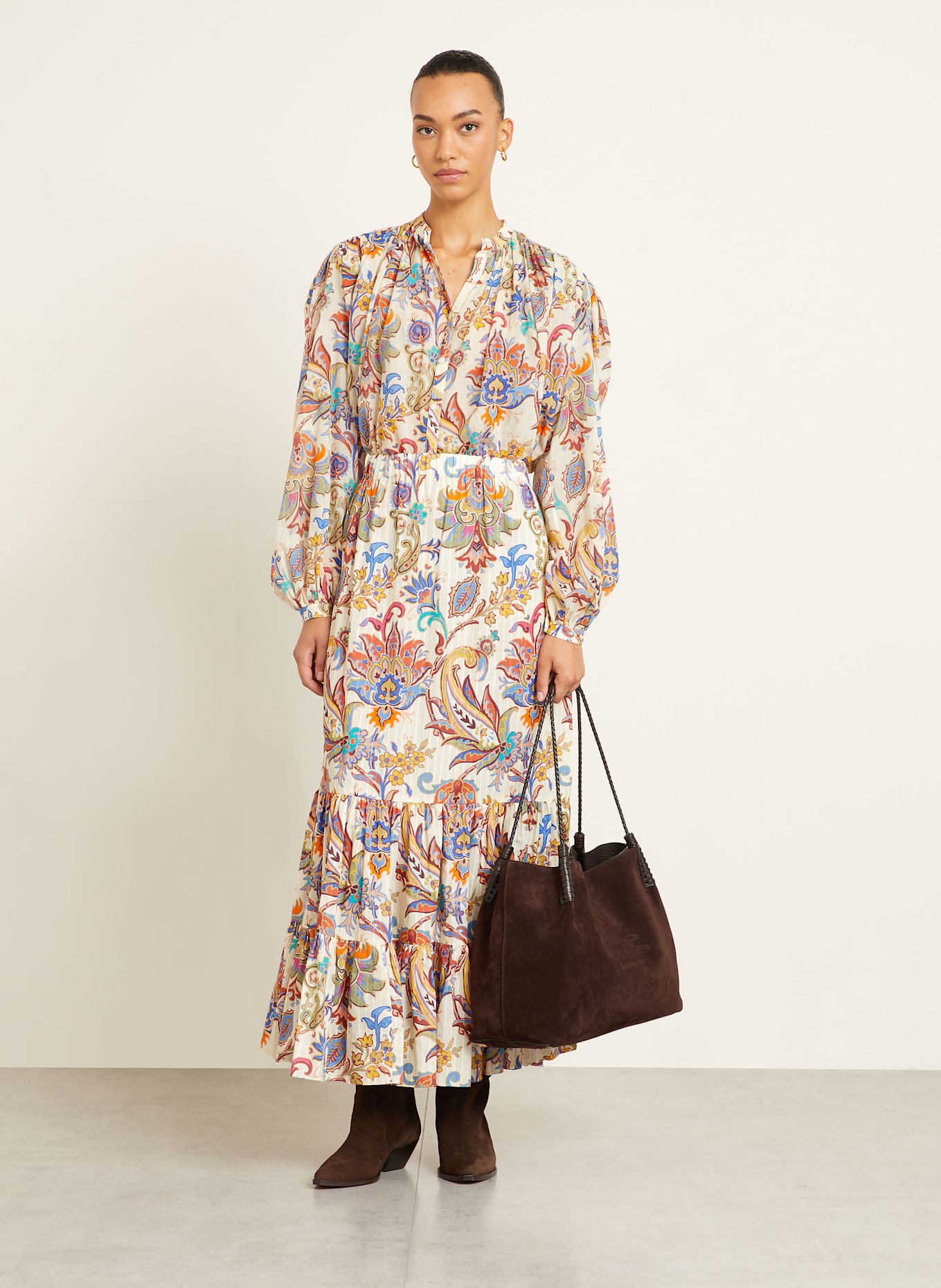 ETRO Schultertasche LIBRA mit Pouch: DUNKELBRAUN