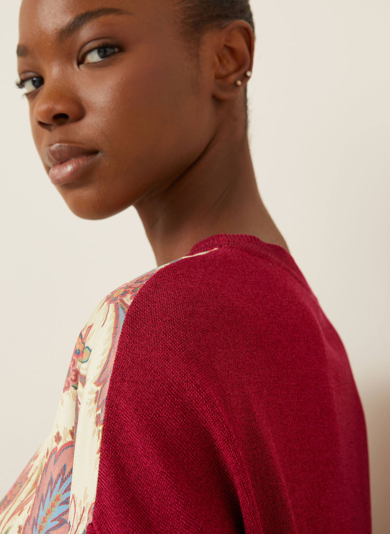 ETRO Sweter z mieszanki materiałów: CIEMNOCZERWONY / JASNOŻÓŁTY / ZIELONY