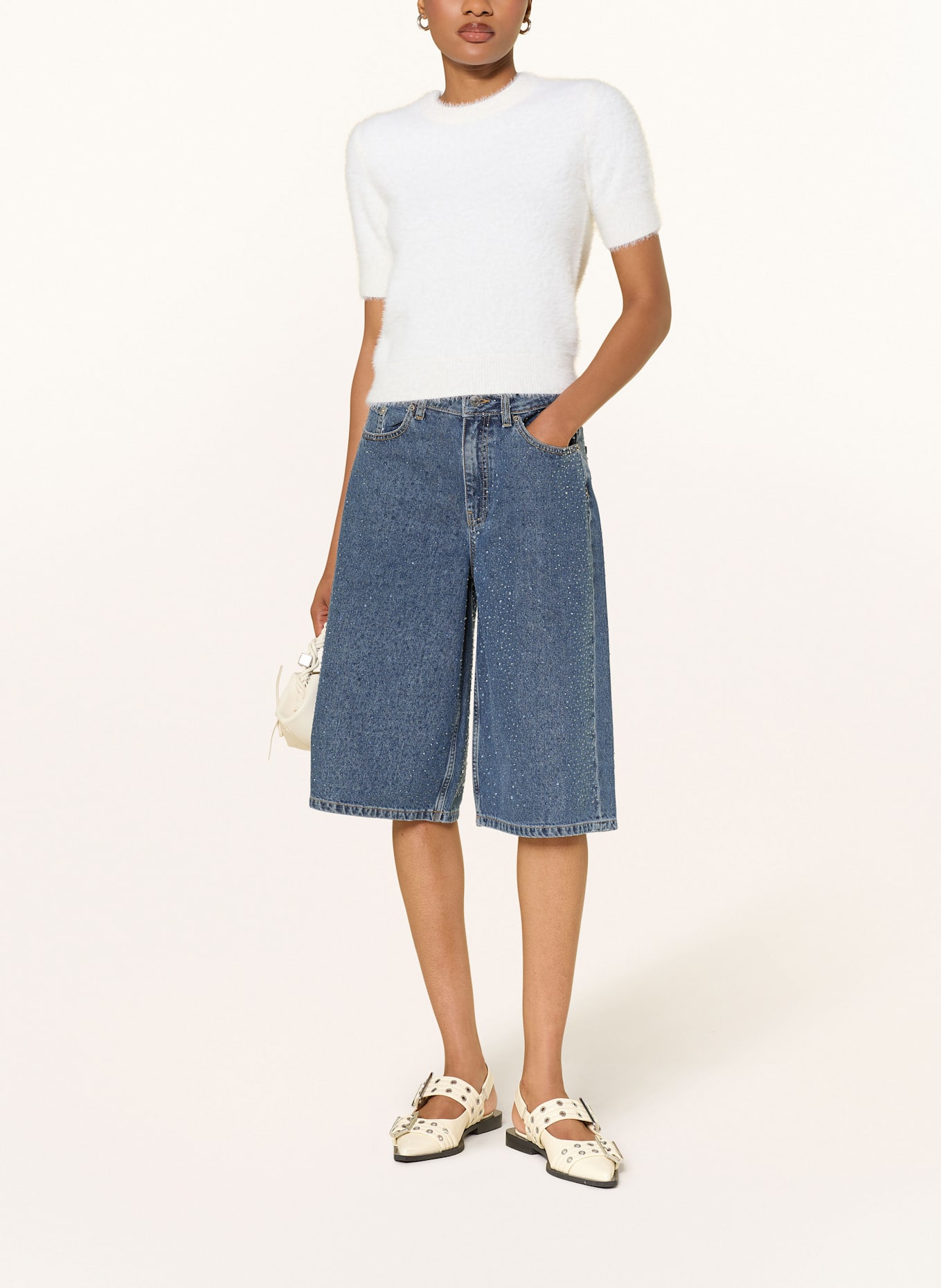 MRS & HUGS Jeans-Bermudas mit Schmucksteinen: DARK BLUE