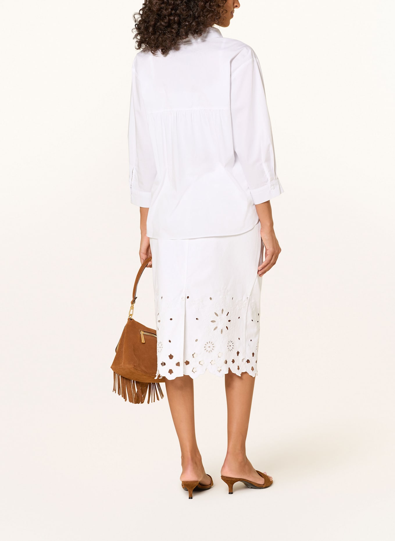 LAUREN RALPH LAUREN Jeansrock mit Lochspitze: WEISS