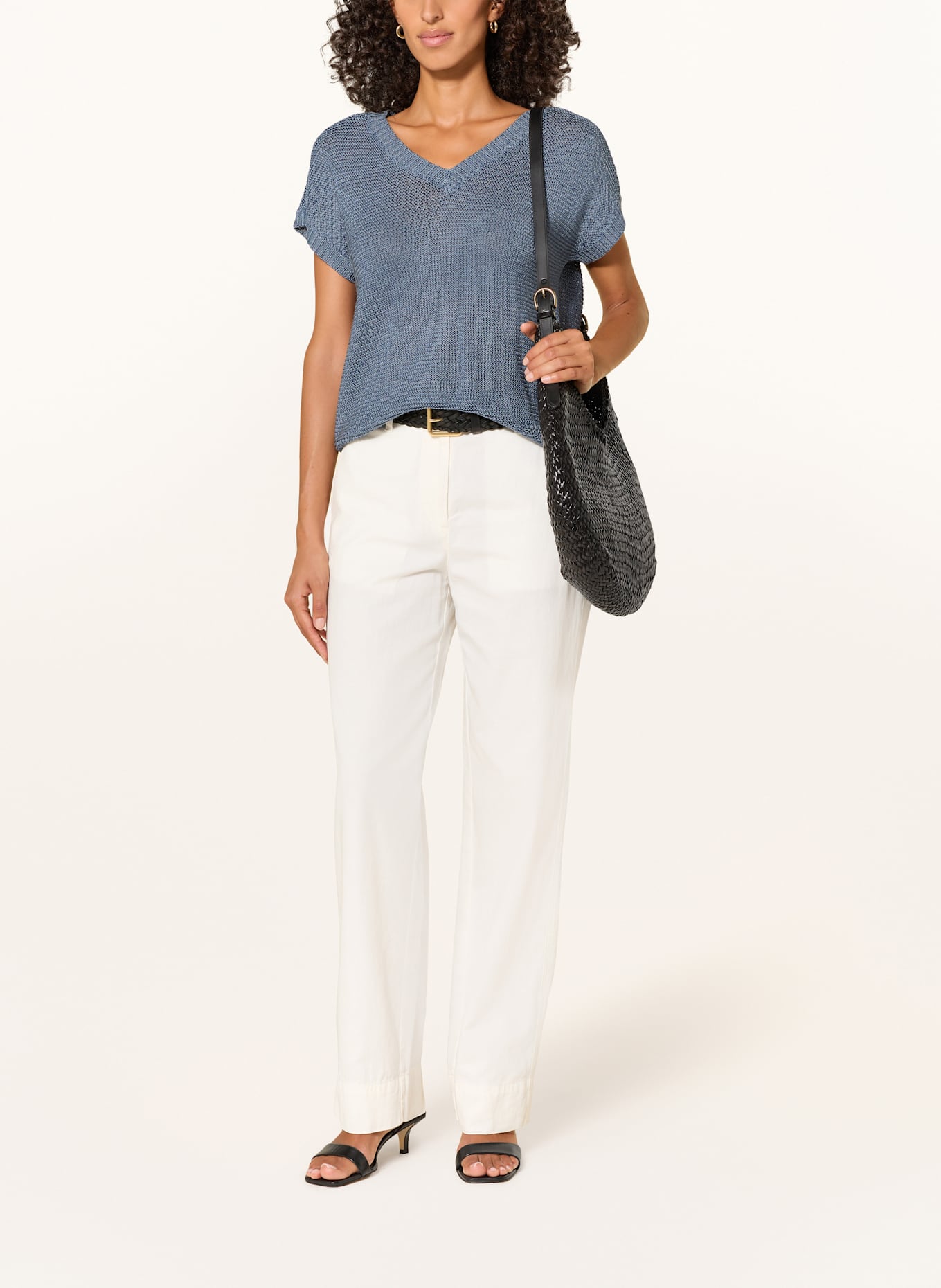 LAUREN RALPH LAUREN Strickshirt mit Leinen: DUNKELBLAU