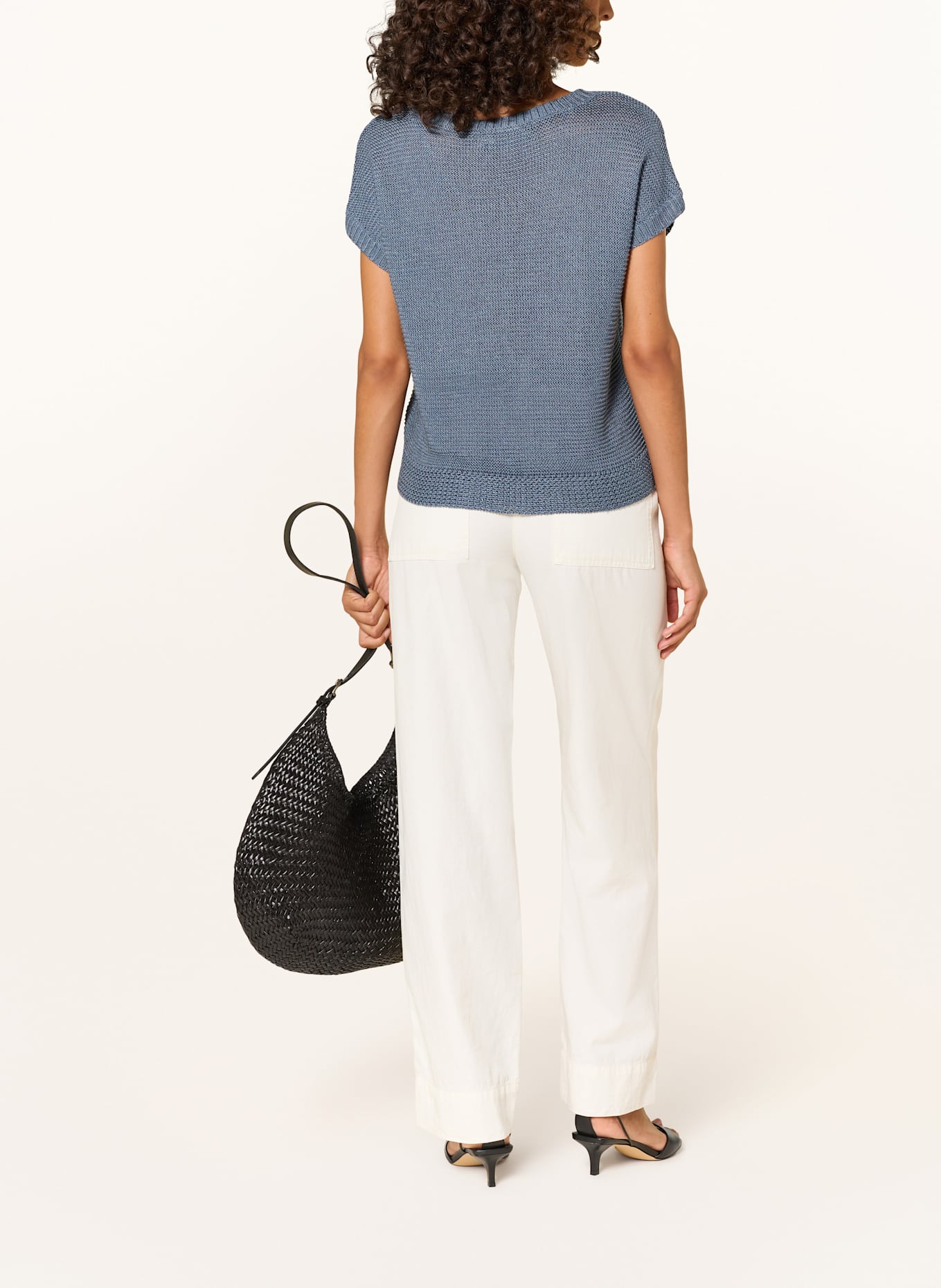 LAUREN RALPH LAUREN Strickshirt mit Leinen: DUNKELBLAU