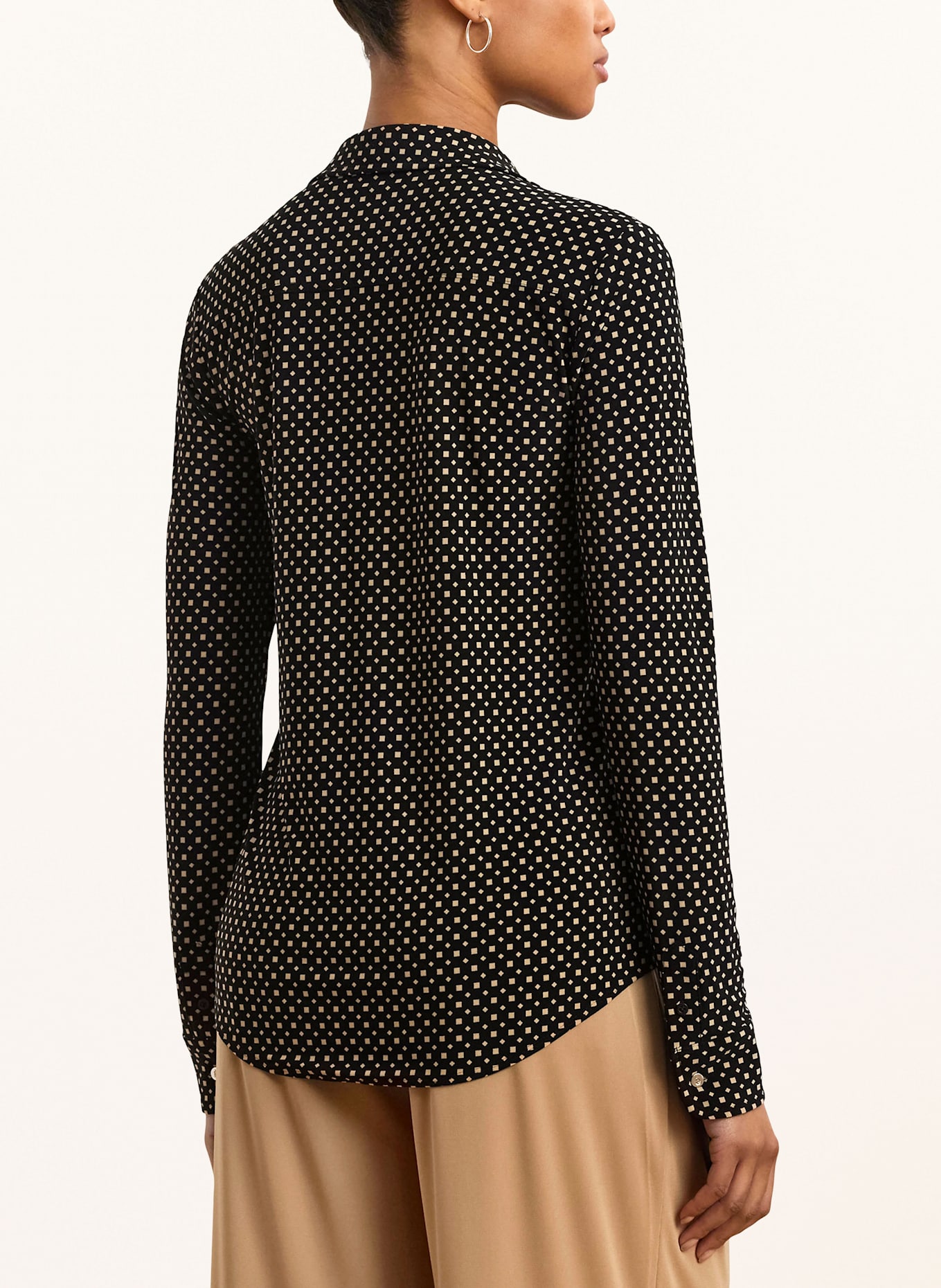 LAUREN RALPH LAUREN Košilová halenka: TMAVĚ HNĚDÁ/ BÉŽOVÁ