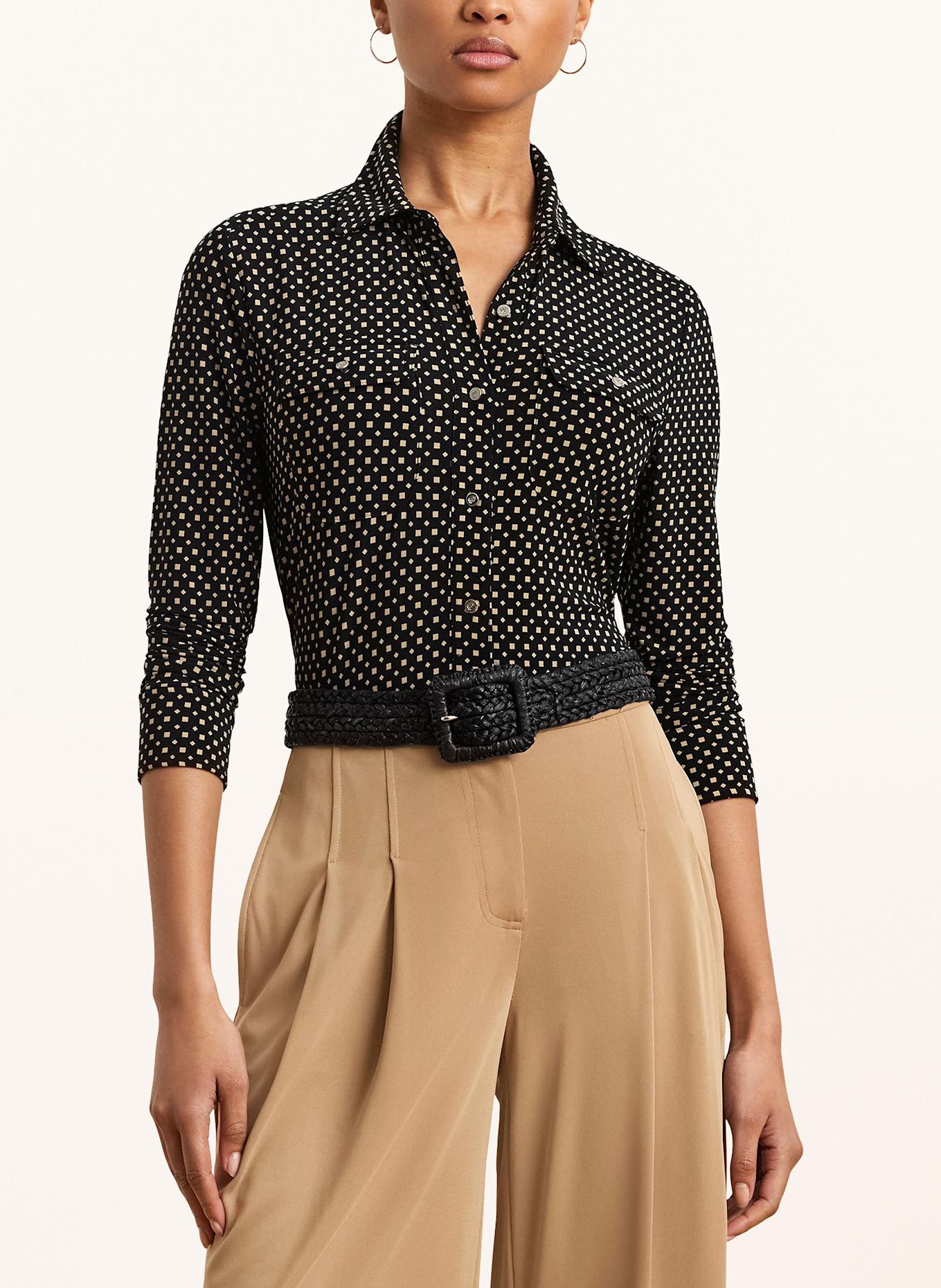 LAUREN RALPH LAUREN Košilová halenka: TMAVĚ HNĚDÁ/ BÉŽOVÁ