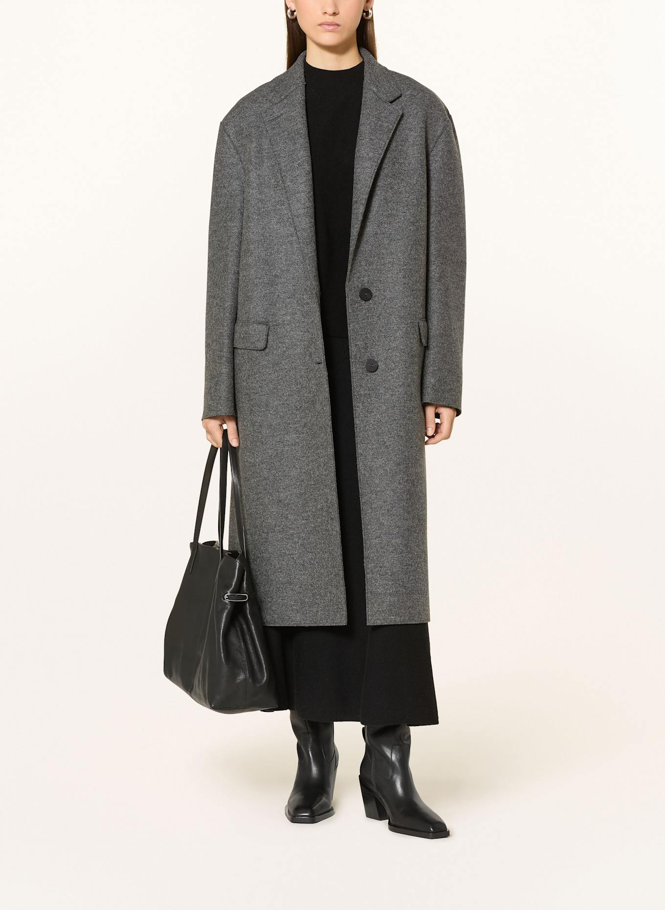 HARRIS WHARF LONDON Vlněný kabát: ŠEDÁ