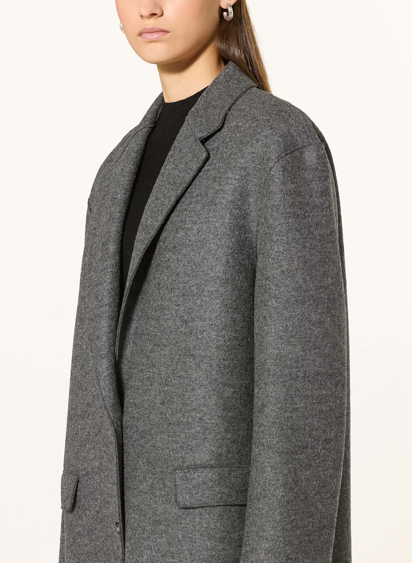 HARRIS WHARF LONDON Vlněný kabát: ŠEDÁ