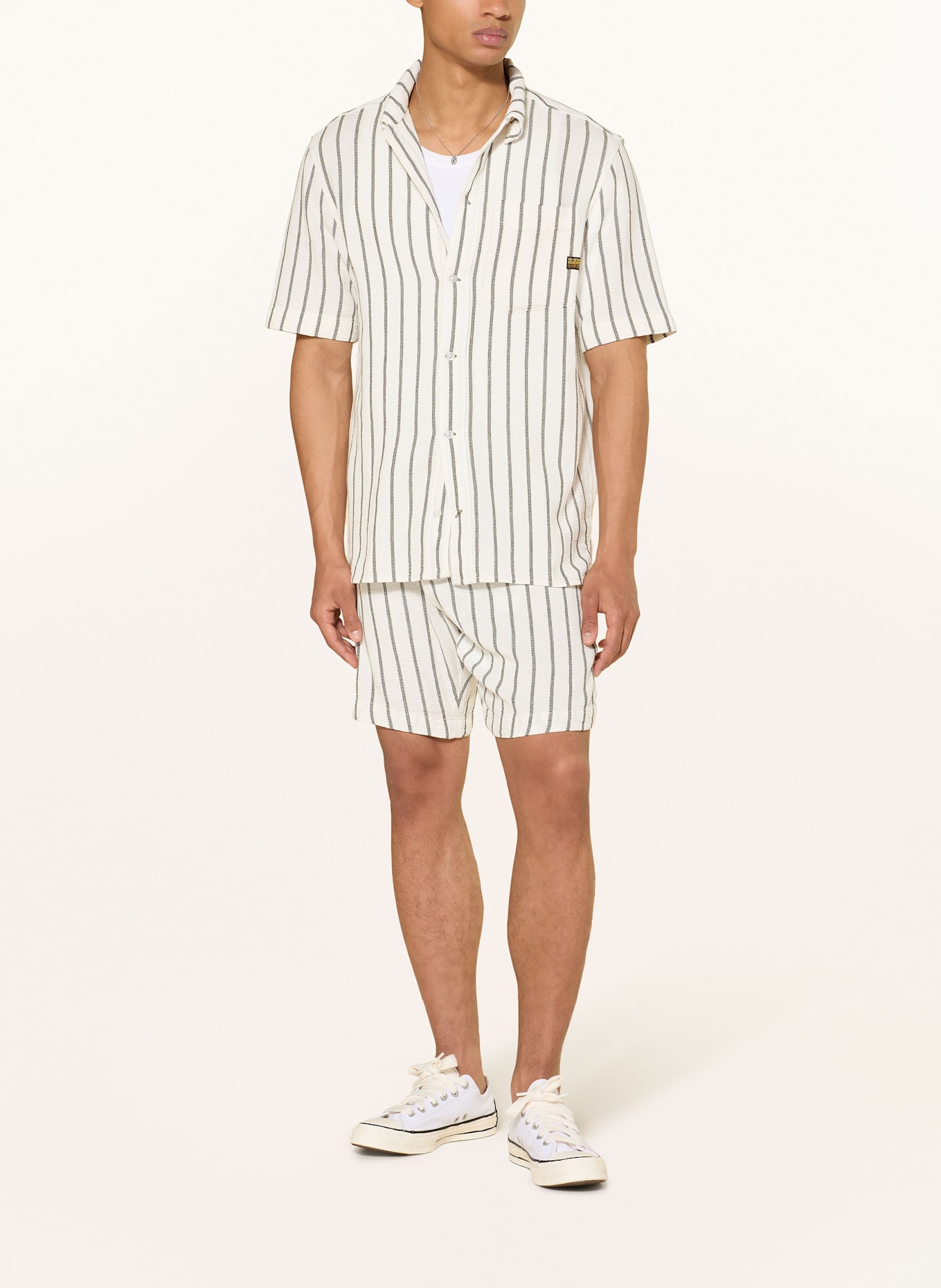 G-Star Kurzarm-Hemd Regular Fit aus Piqué: ECRU/ OLIV