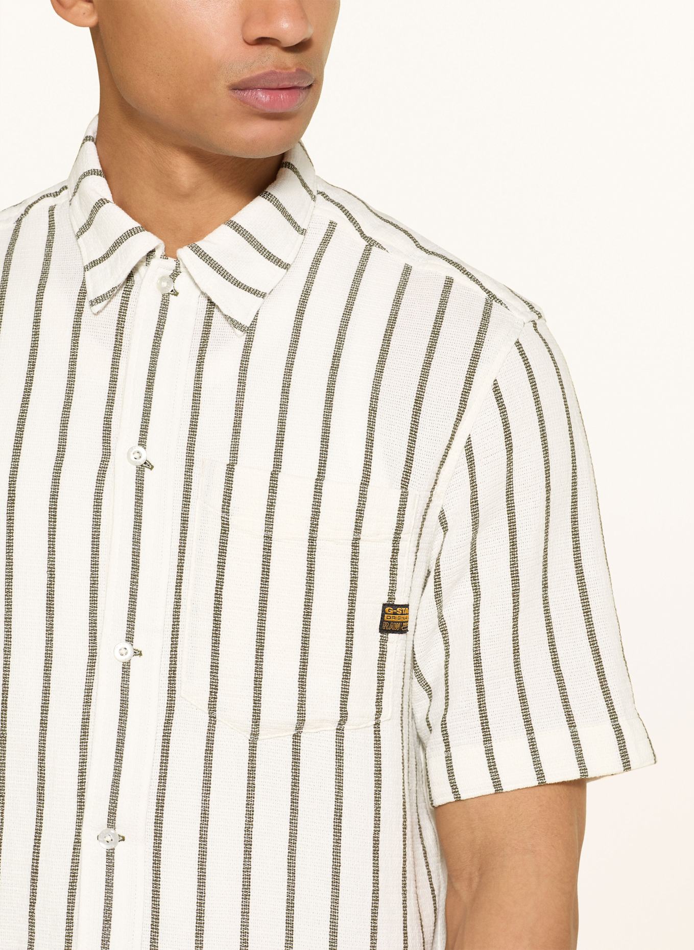 G-Star Kurzarm-Hemd Regular Fit aus Piqué: ECRU/ OLIV