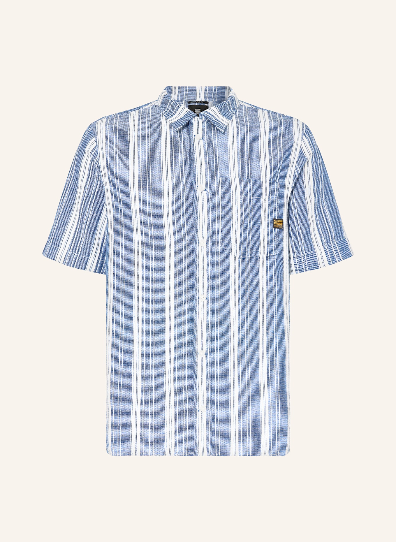 G-Star Kurzarm-Hemd Regular Fit aus Piqué: WEISS/ BLAU