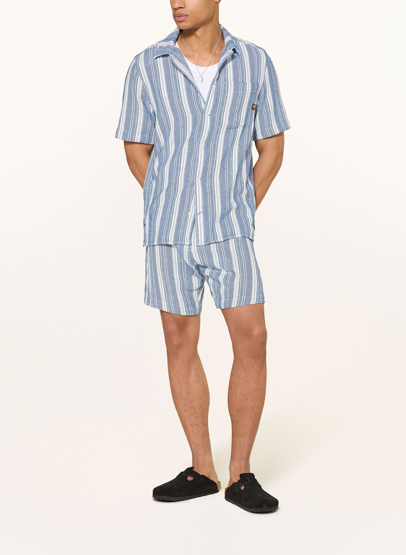 G-Star Kurzarm-Hemd Regular Fit aus Piqué: WEISS/ BLAU