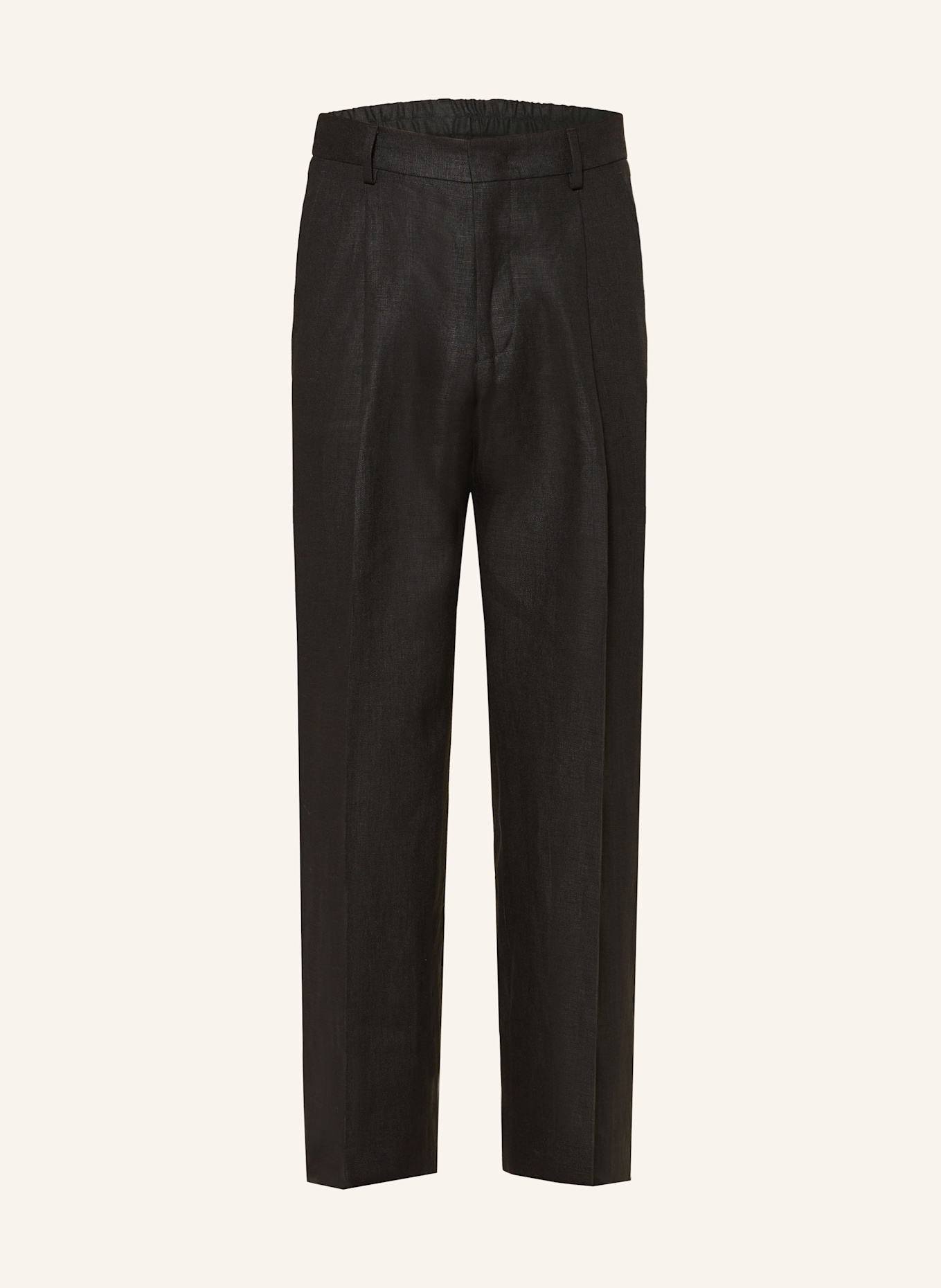 NN.07 Lněné chino kalhoty KAY Regular Fit: ČERNÁ