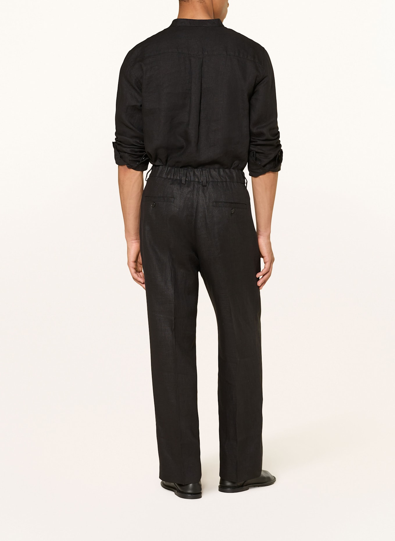 NN.07 Lněné chino kalhoty KAY Regular Fit: ČERNÁ