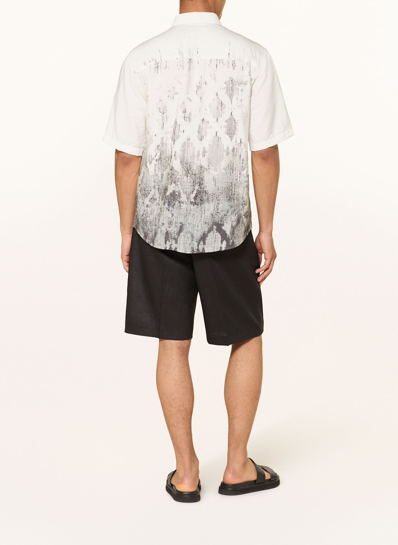 NN.07 Kurzarm-Hemd QUINSY Relaxed Fit: DUNKELGRAU / ECRU / GRAU