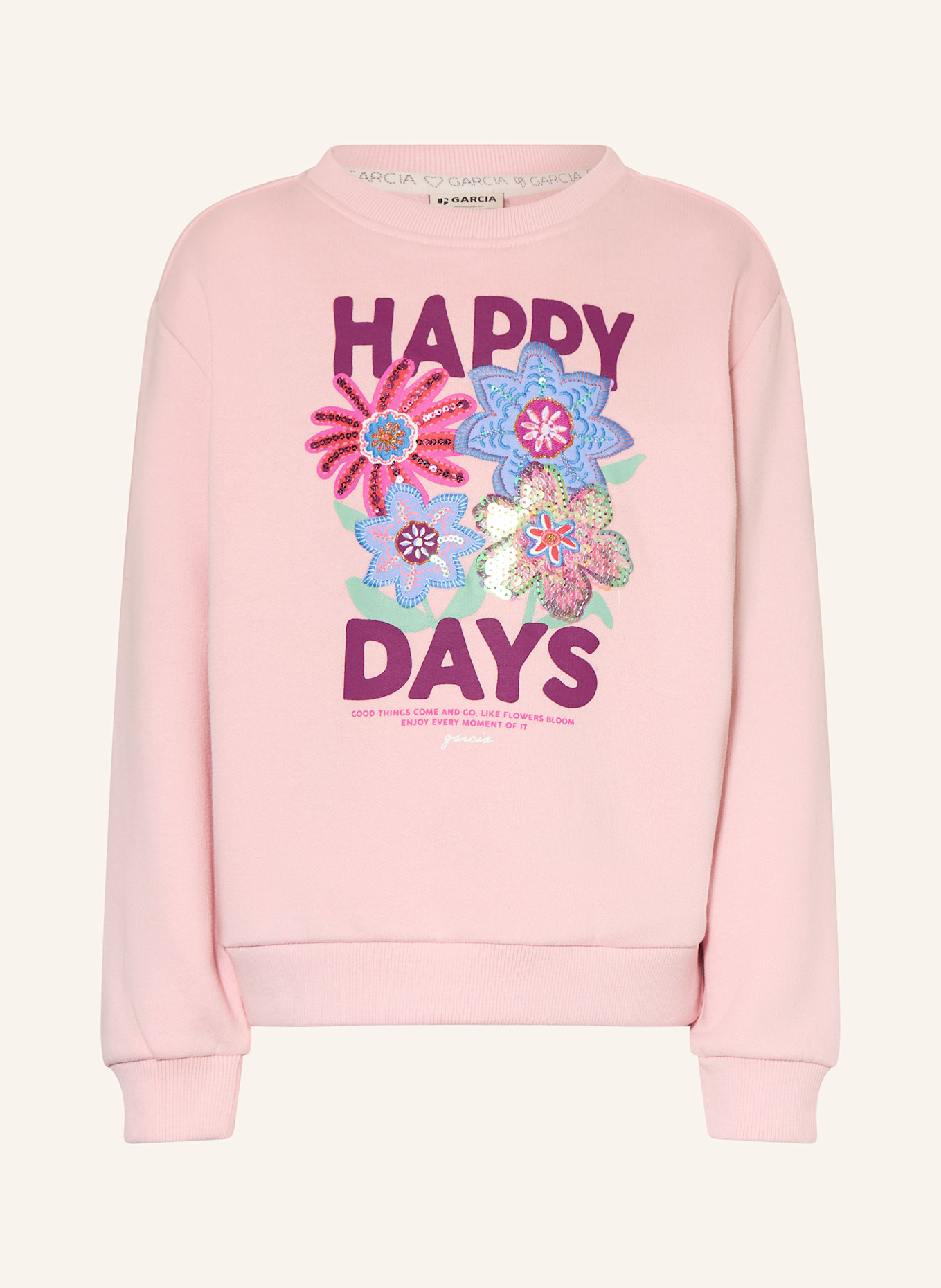 GARCIA Sweatshirt mit Pailletten: ROSA