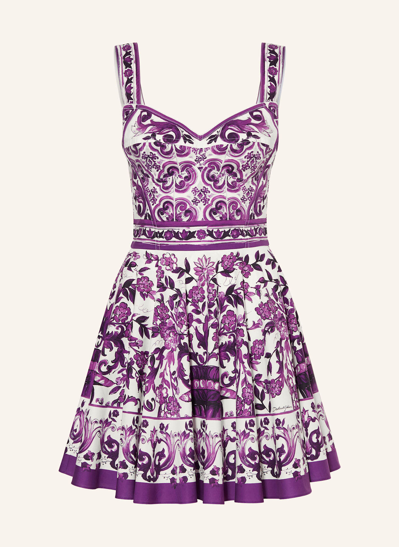 DOLCE & GABBANA Cocktailkleid MAJOLICA: LILA/ WEISS