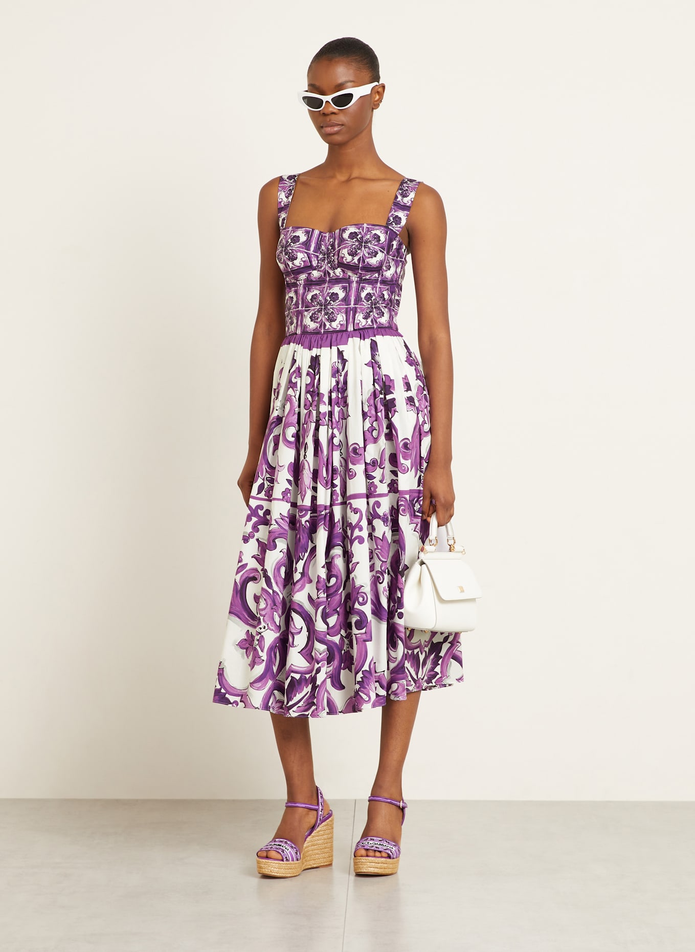 DOLCE & GABBANA Cocktailkleid: LILA/ DUNKELLILA/ WEISS