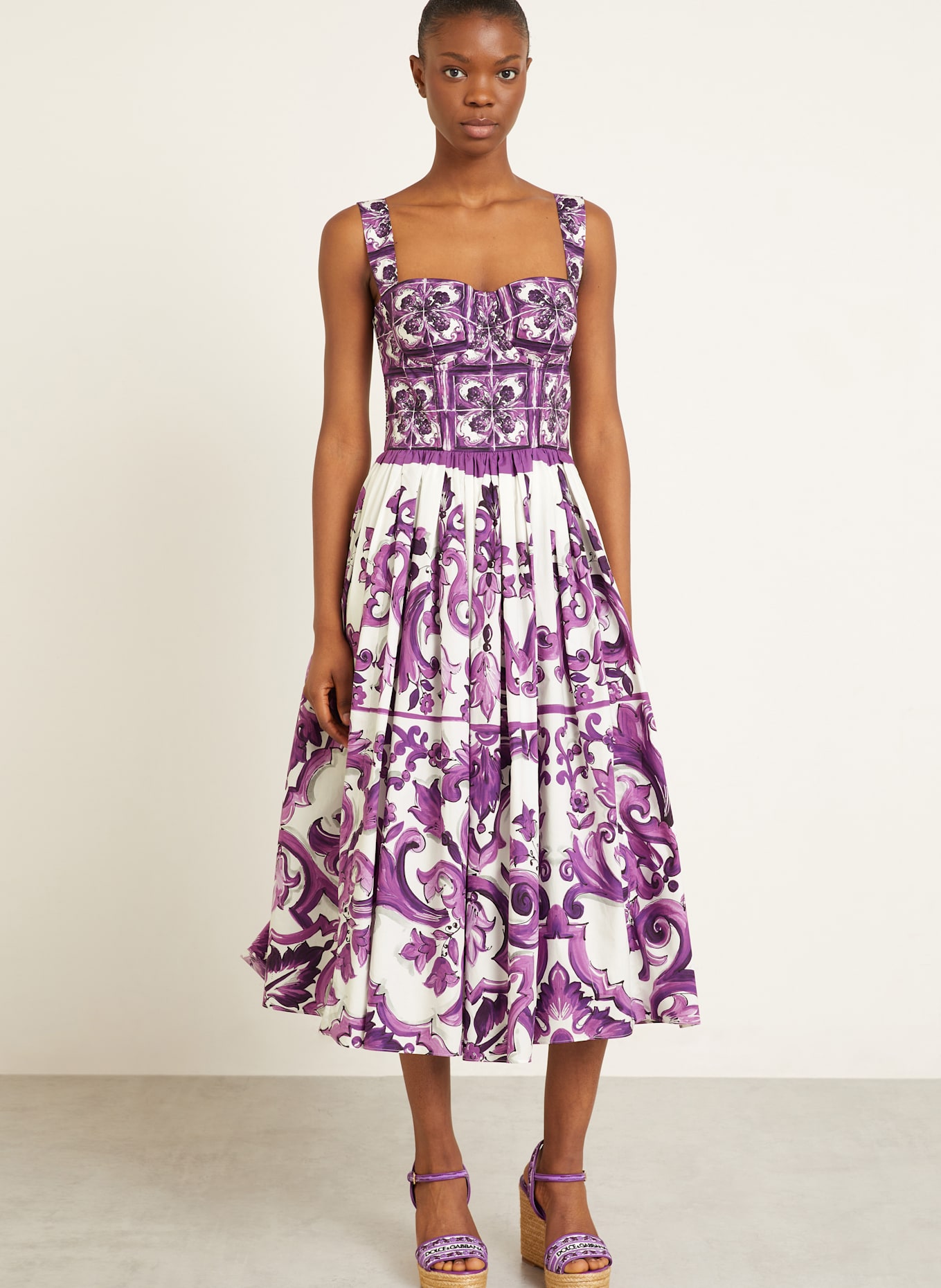 DOLCE & GABBANA Cocktailkleid: LILA/ DUNKELLILA/ WEISS