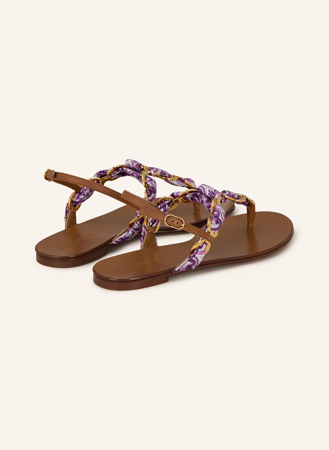 DOLCE & GABBANA Zehentrenner: BRAUN/ LILA/ GOLD