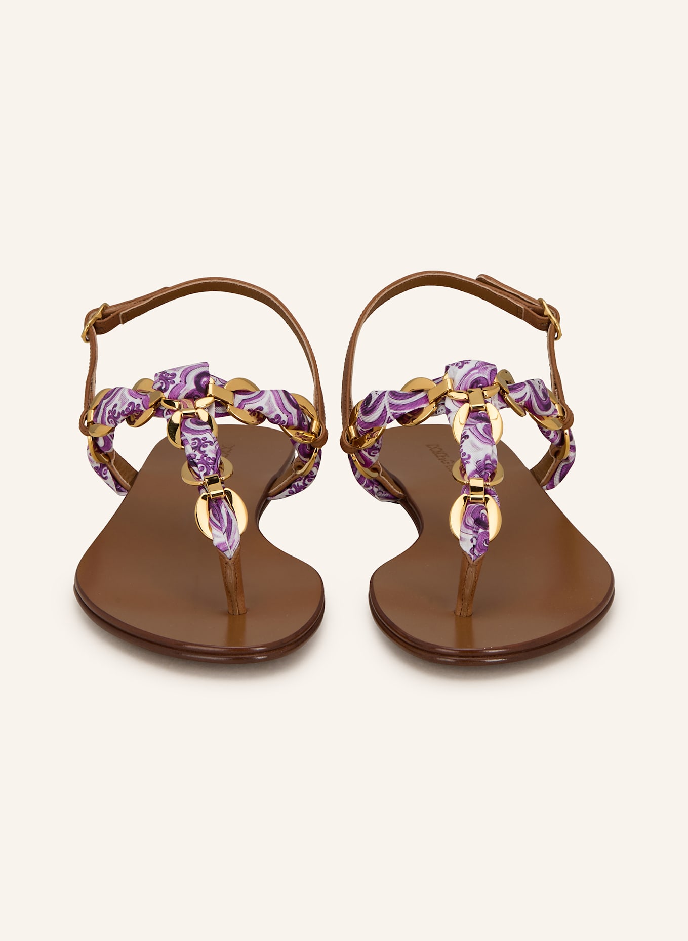 DOLCE & GABBANA Zehentrenner: BRAUN/ LILA/ GOLD