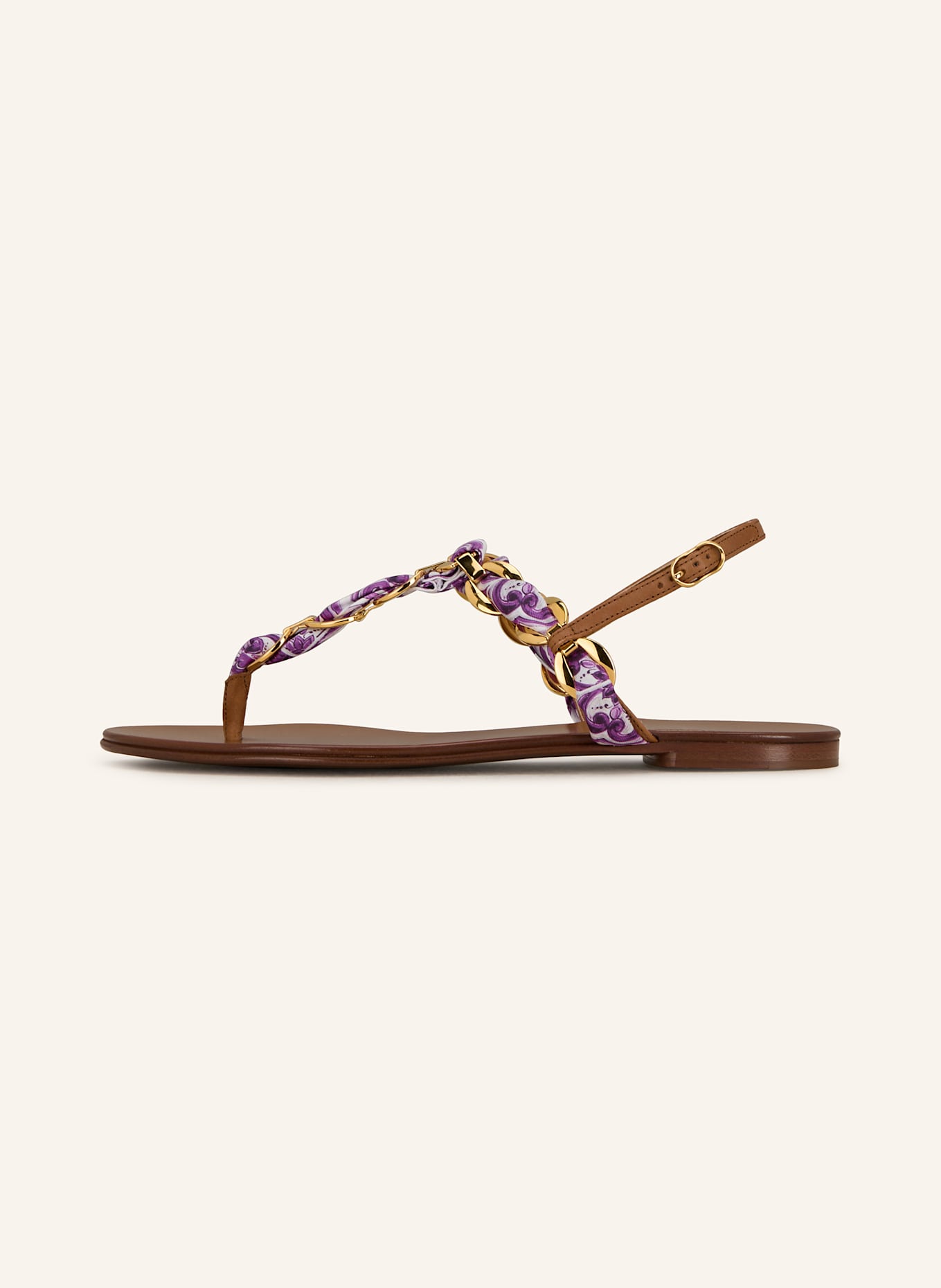DOLCE & GABBANA Zehentrenner: BRAUN/ LILA/ GOLD