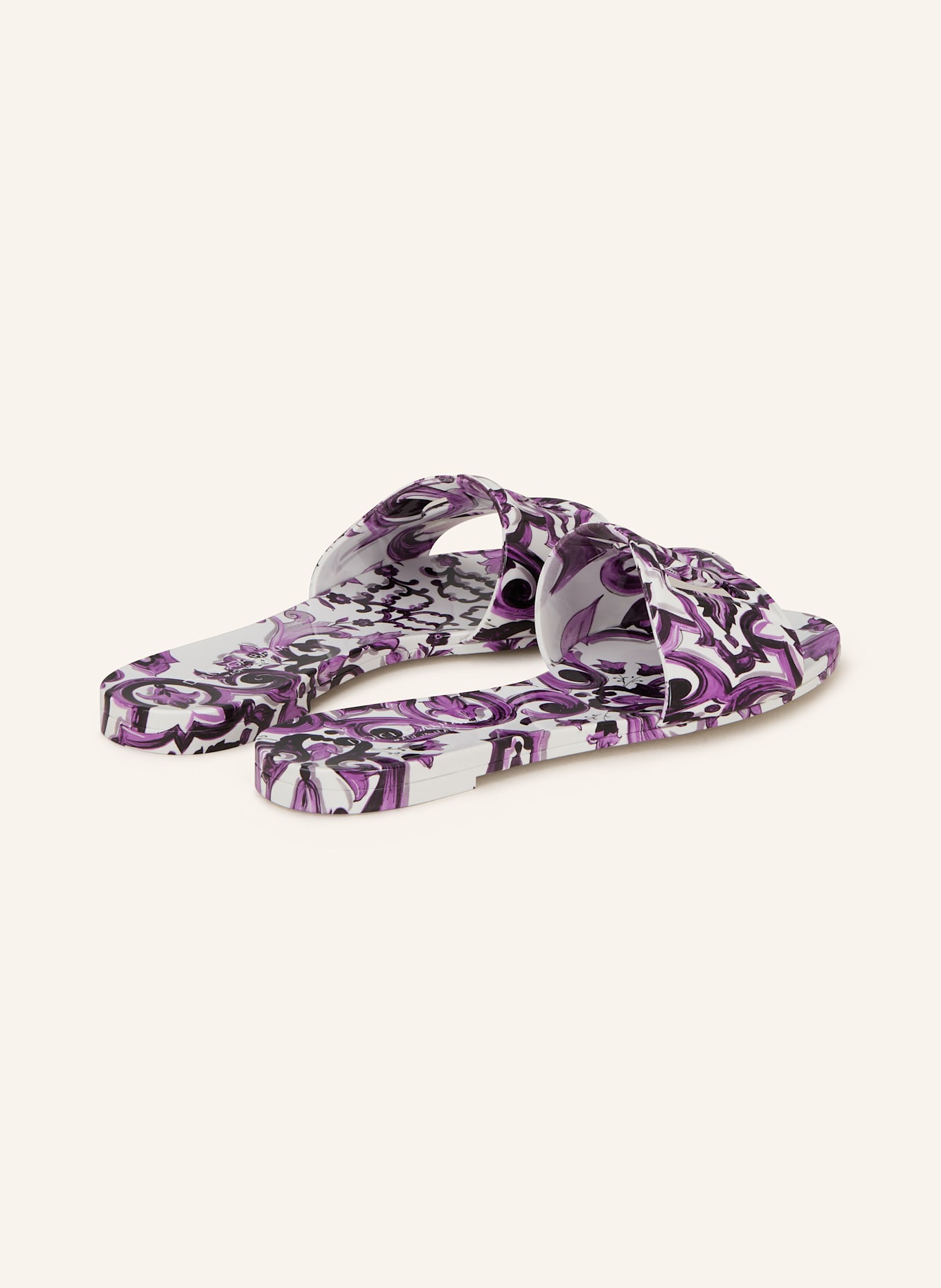 DOLCE & GABBANA Pantofle: FUCHSIOVÁ/ TMAVĚ FIALOVÁ/ BÍLÁ