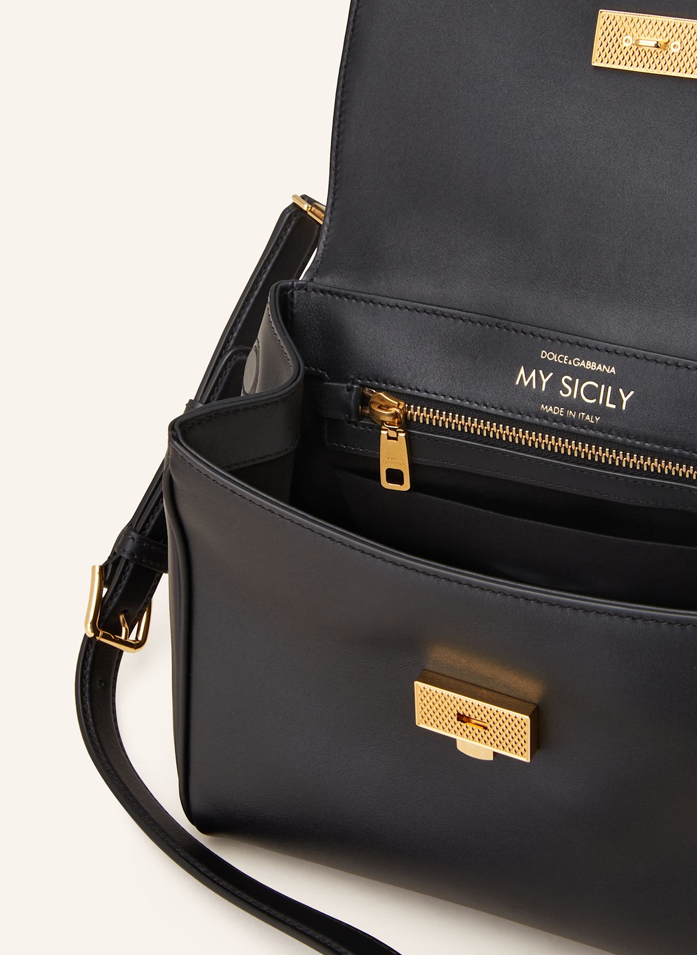 DOLCE & GABBANA Handtasche MY SICILY PLONGÉ: SCHWARZ