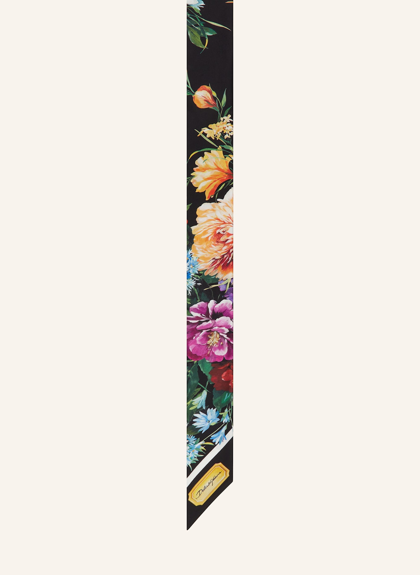 DOLCE & GABBANA Hedvábná šála: ČERNÁ/ ORANŽOVÁ/ ZELENÁ