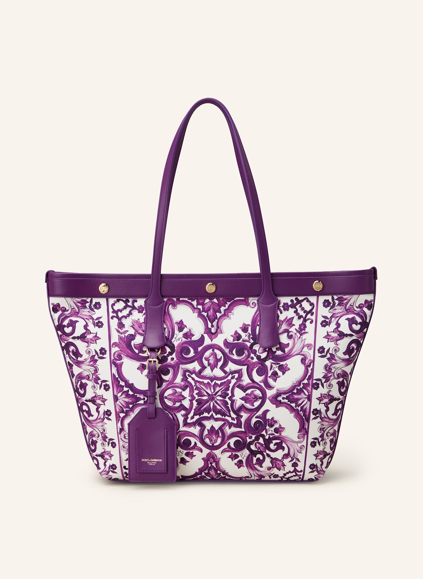 DOLCE & GABBANA Shopper ATENE s pouzdrem: BÍLÁ/ FIALOVÁ