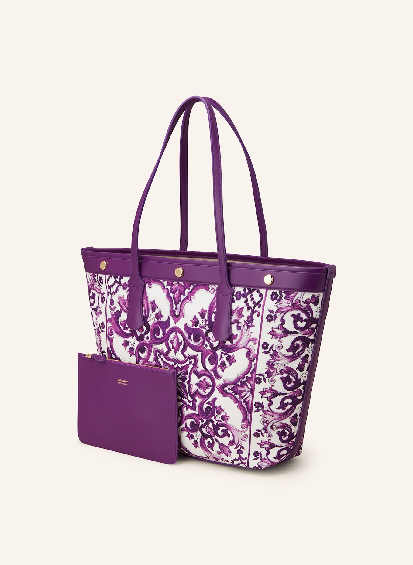 DOLCE & GABBANA Shopper ATENE s pouzdrem: BÍLÁ/ FIALOVÁ
