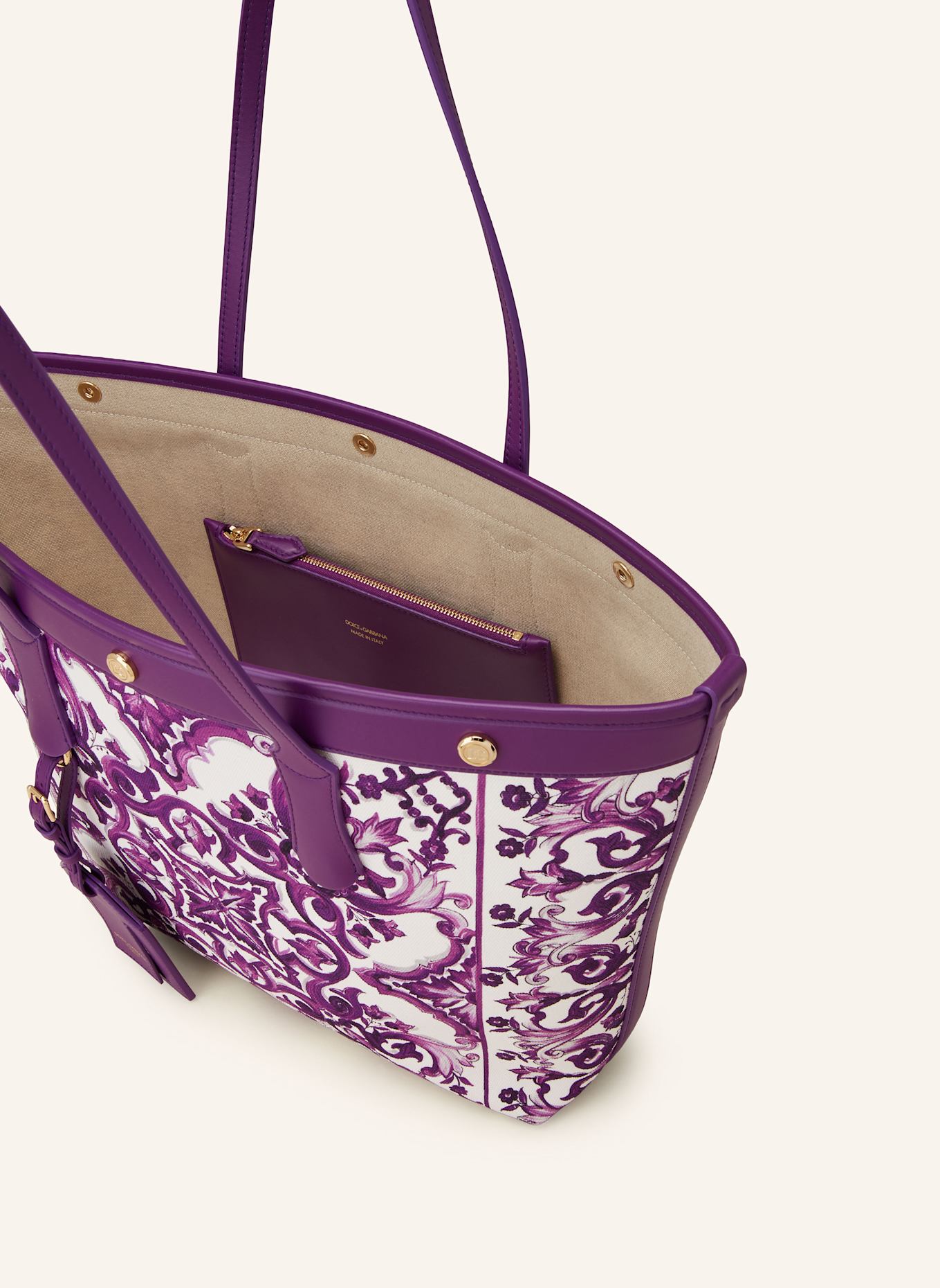 DOLCE & GABBANA Shopper ATENE s pouzdrem: BÍLÁ/ FIALOVÁ