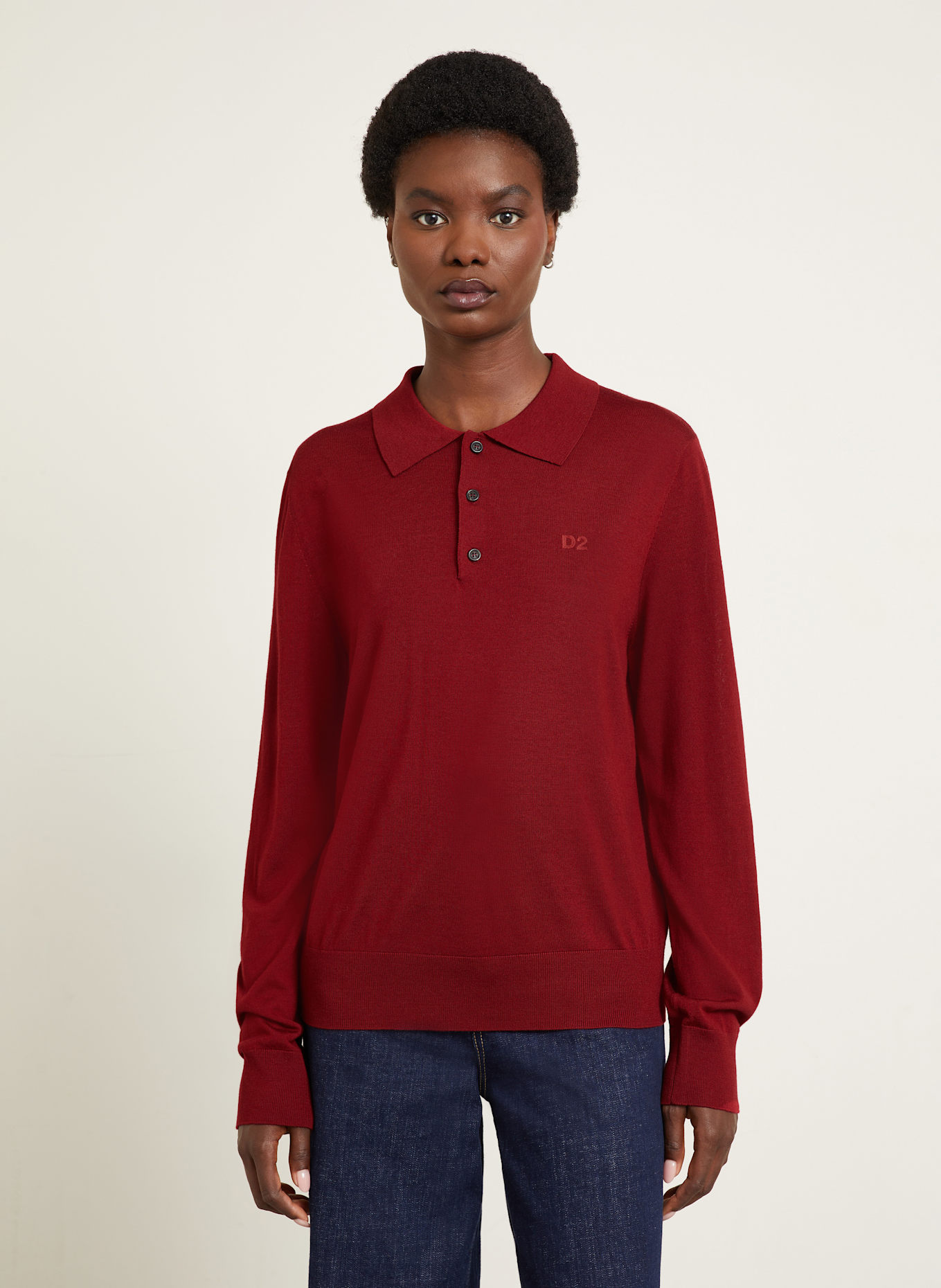 DSQUARED2 Strick-Poloshirt: DUNKELROT