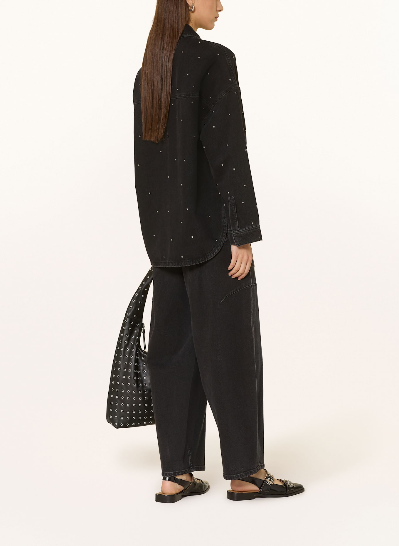 MOS MOSH Jeansbluse MMEMME mit Nieten: DUNKELGRAU