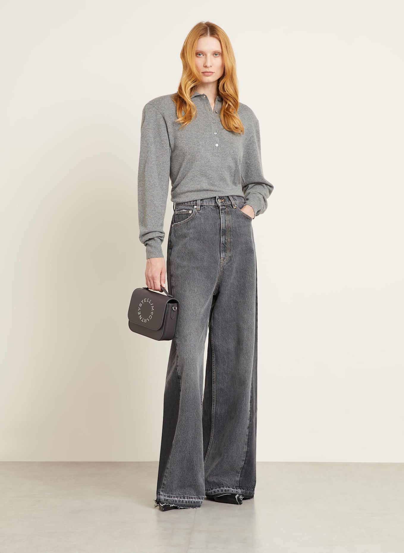 STELLA McCARTNEY Umhängetasche mit Nieten: DUNKELGRAU