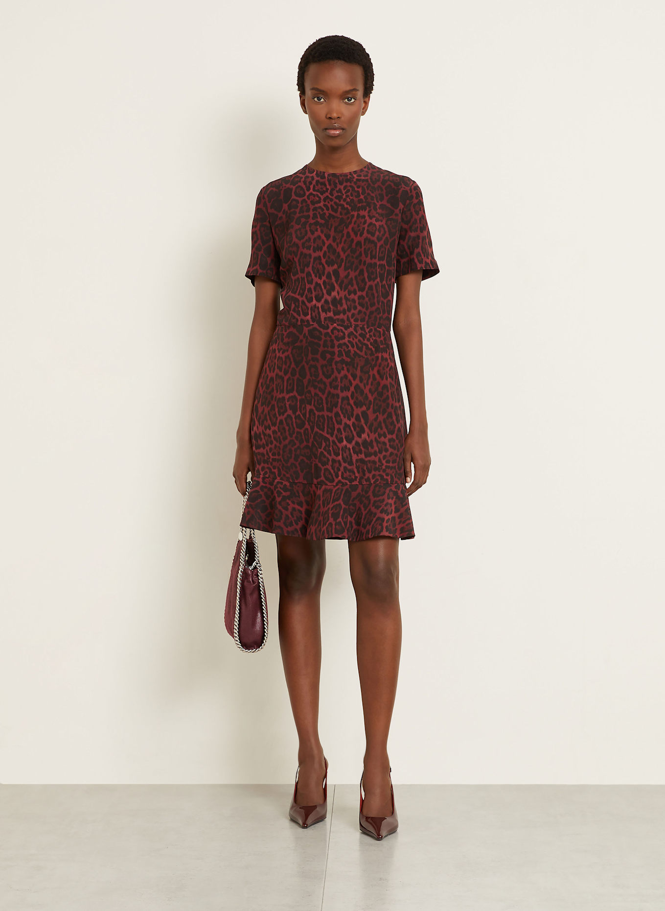 STELLA McCARTNEY Seidenkleid: DUNKELROT/ SCHWARZ