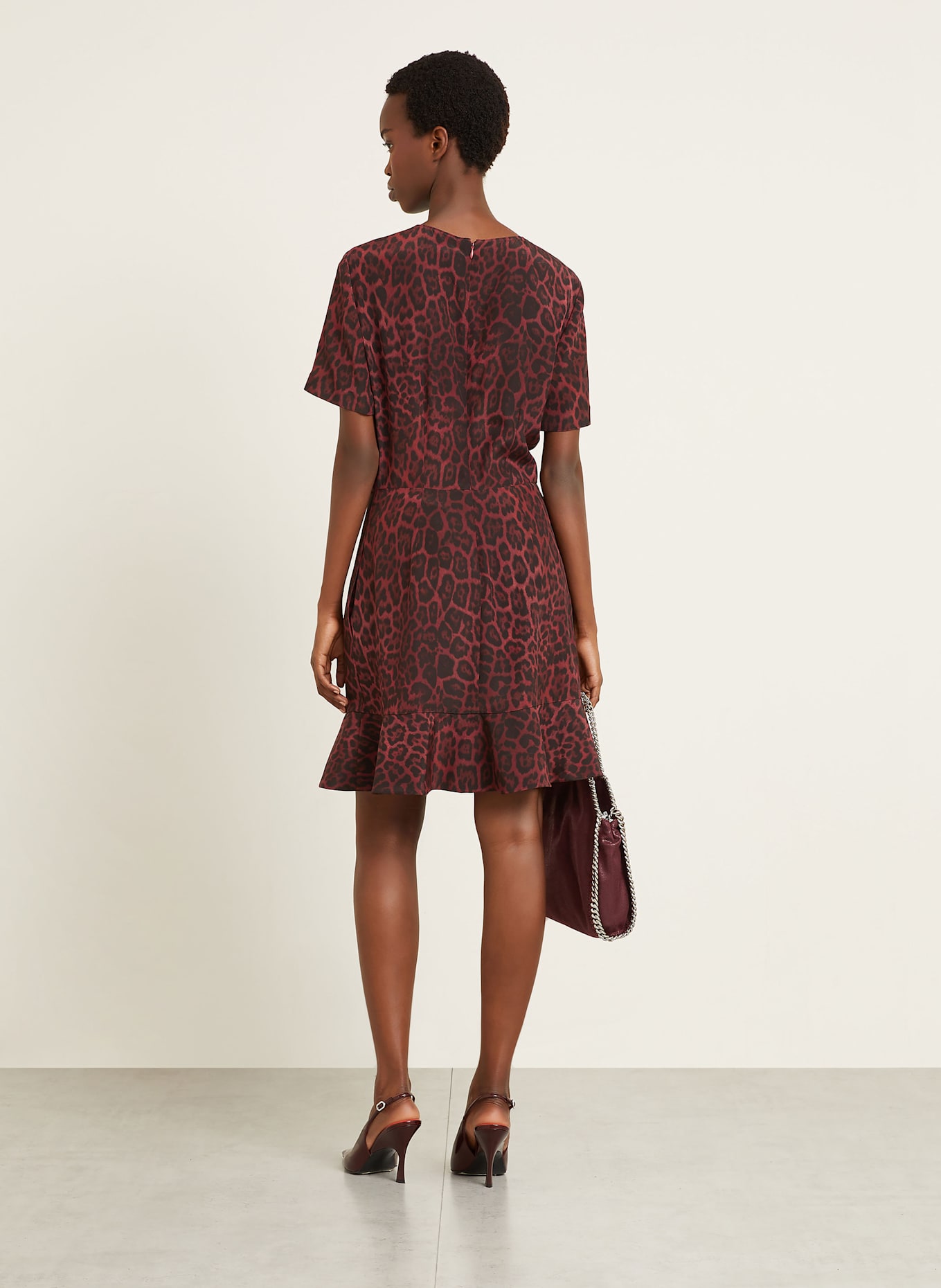 STELLA McCARTNEY Seidenkleid: DUNKELROT/ SCHWARZ