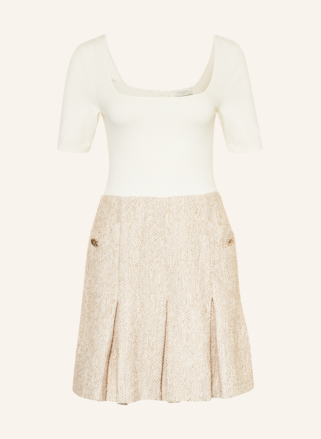 TED BAKER Bouclé-Strickkleid VULPAD: ECRU / BEIGE