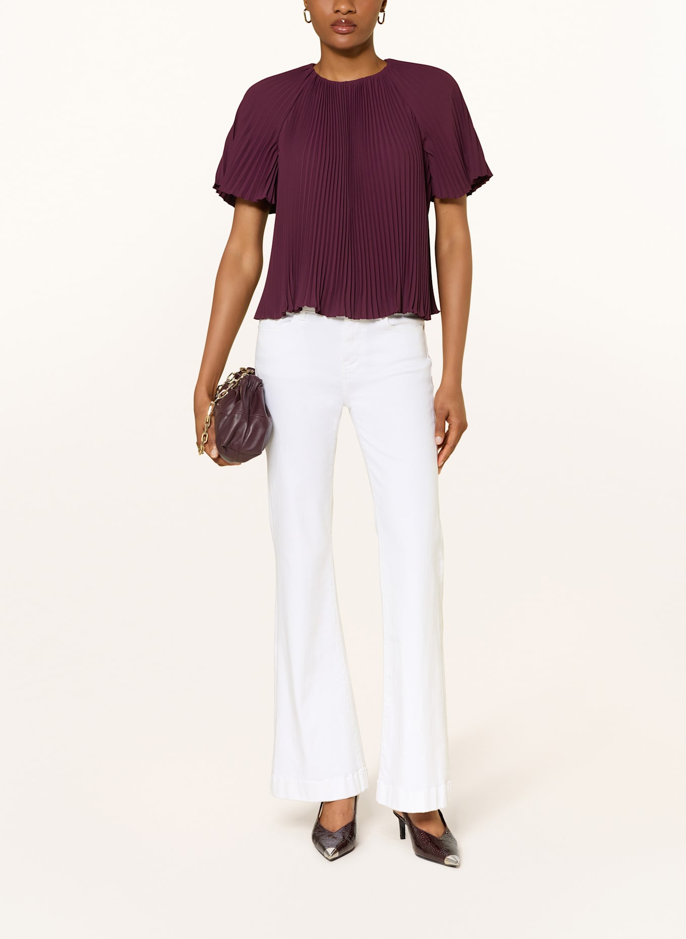 TED BAKER Blusenshirt AGARA mit Plissees: DUNKELROT