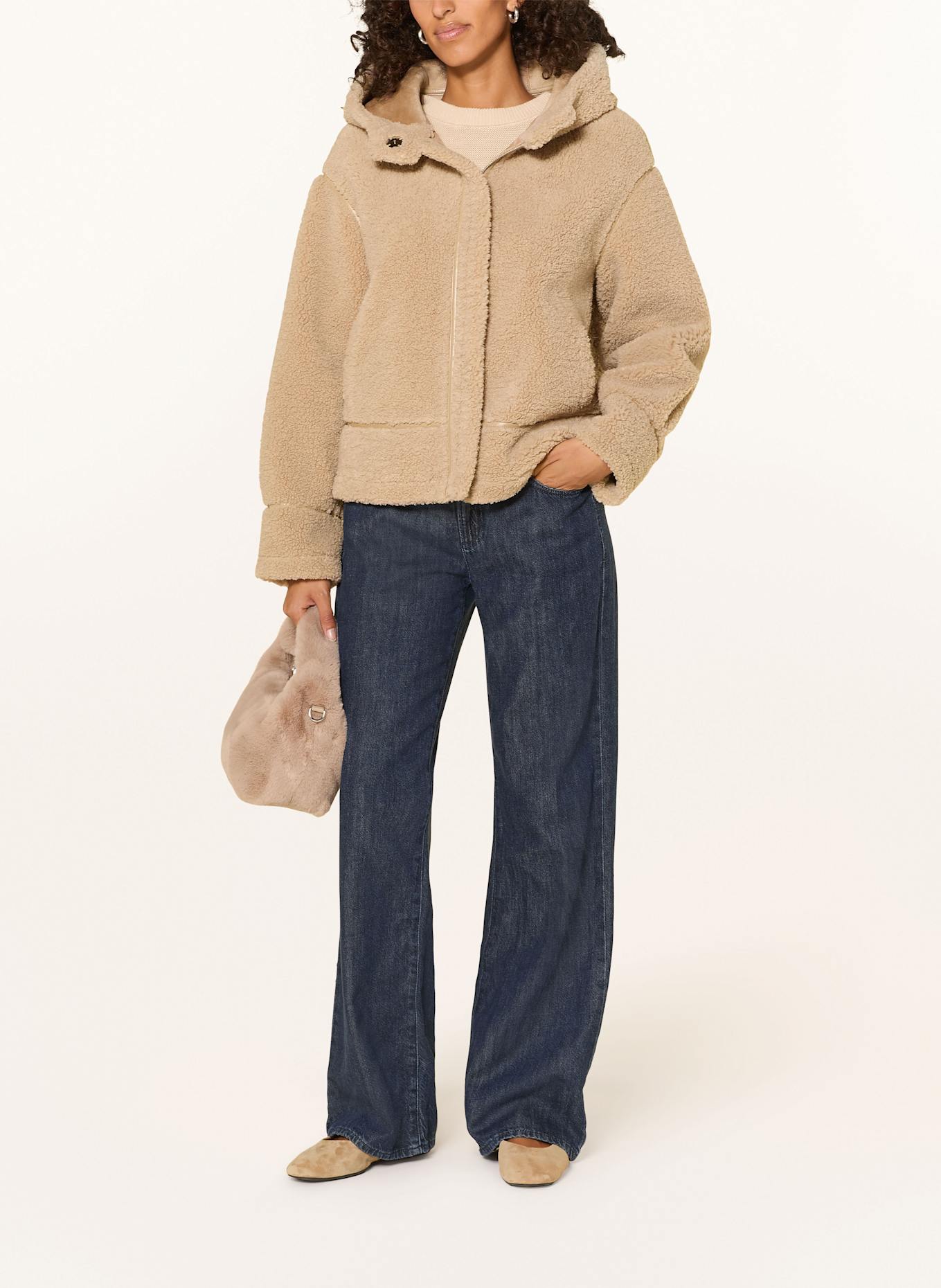 RINO & PELLE Teddyfell-Jacke: HELLBRAUN