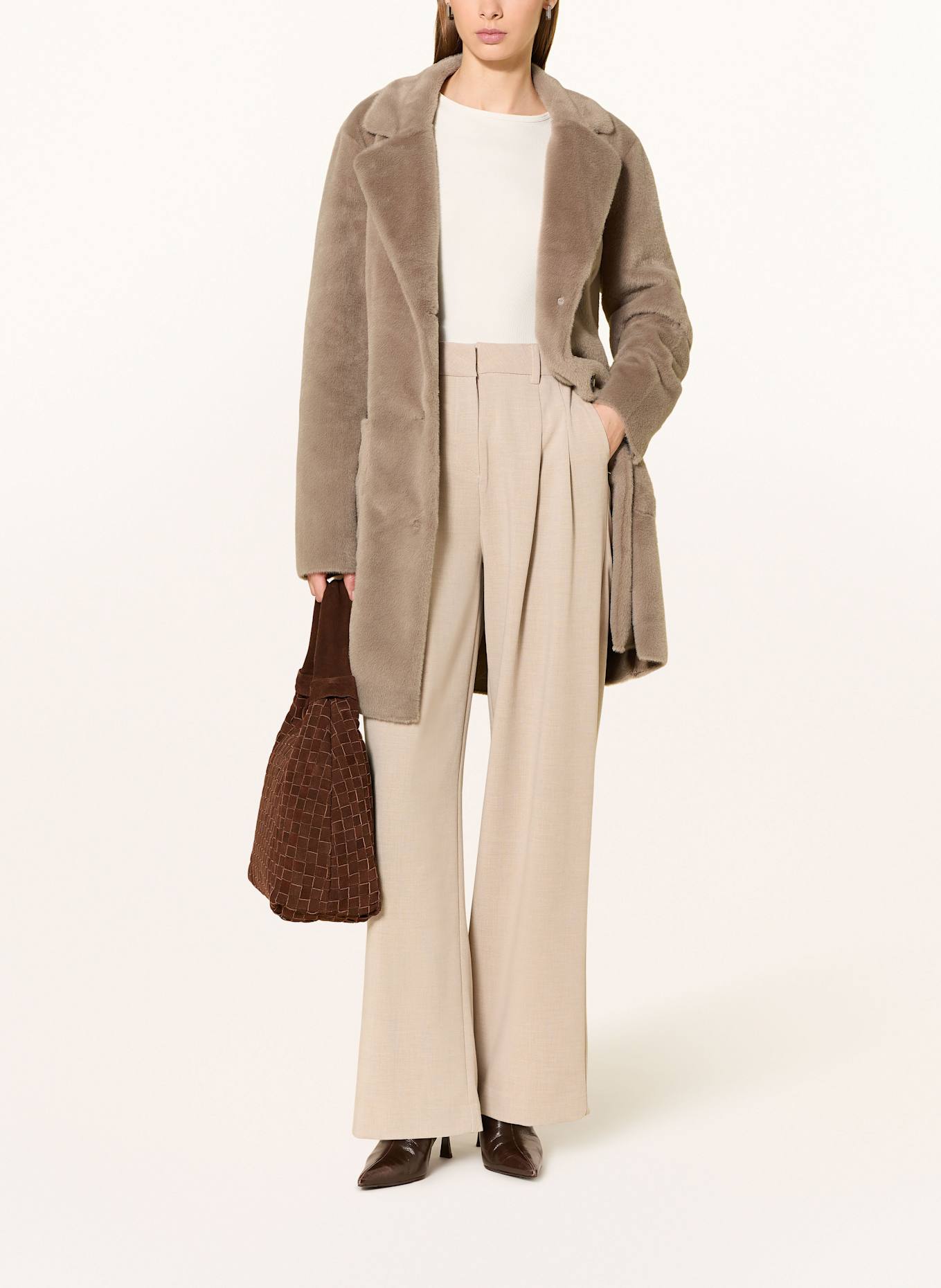 RINO & PELLE Kunstfell-Mantel LENNA: TAUPE