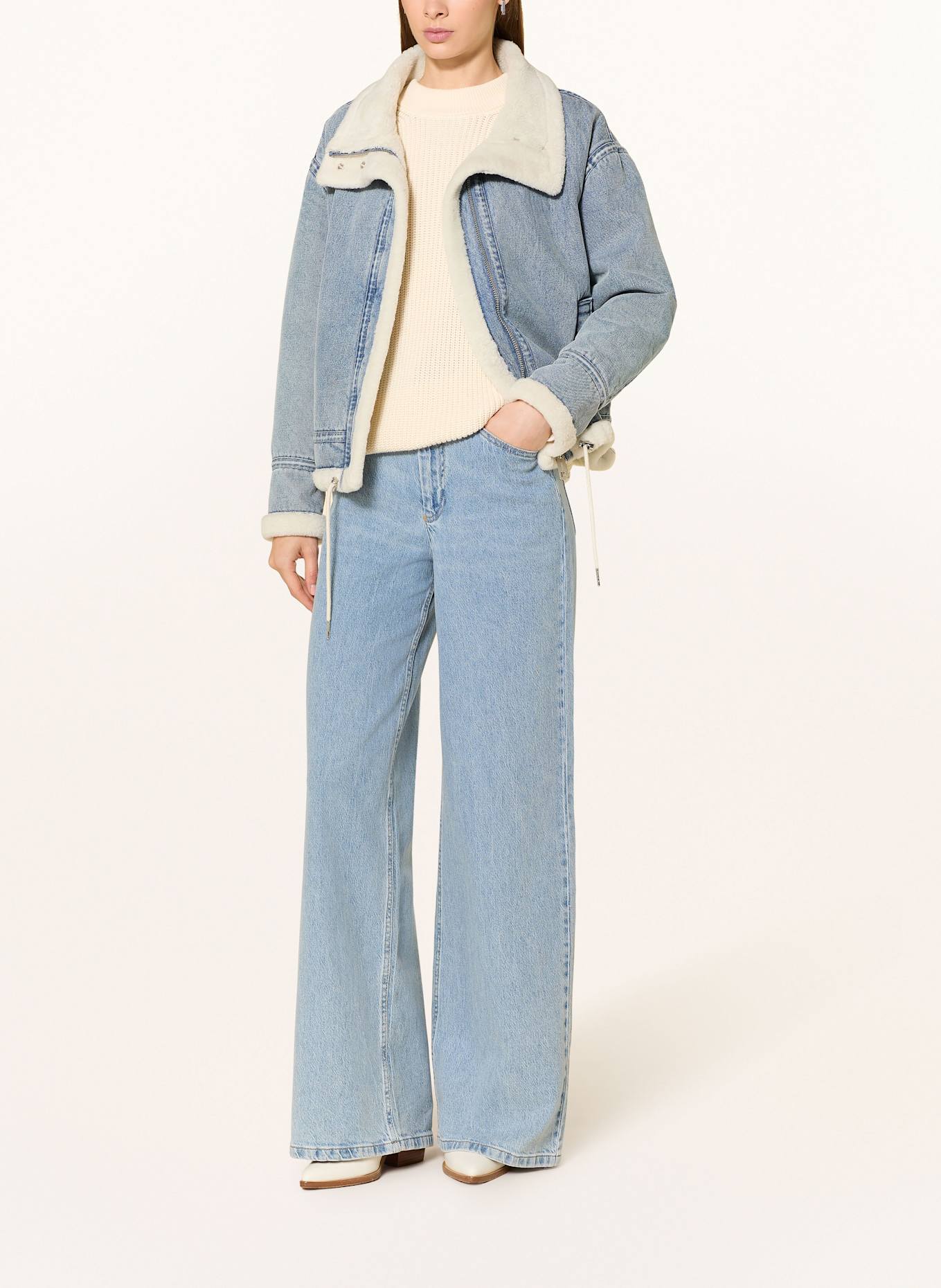 RINO & PELLE Jacke BECK in Lederoptik mit Kunstfell: 10187 denim