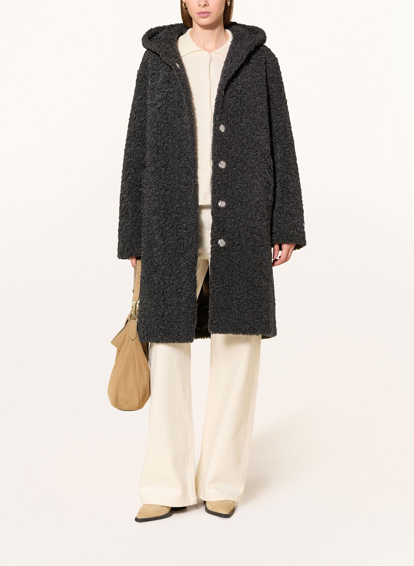 RINO & PELLE Teddyfell-Mantel: SCHWARZ