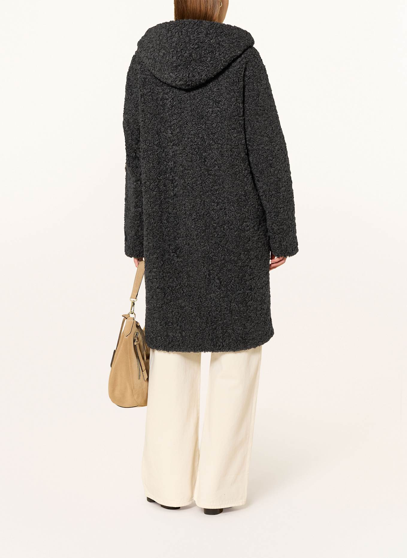 RINO & PELLE Teddyfell-Mantel: SCHWARZ